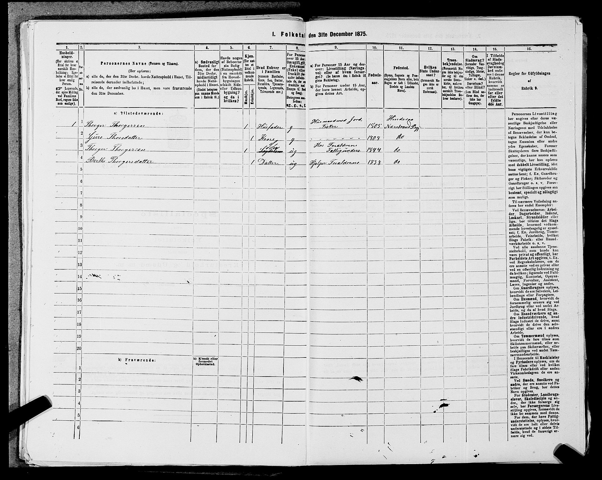 SAST, 1875 census for 1139P Nedstrand, 1875, p. 598