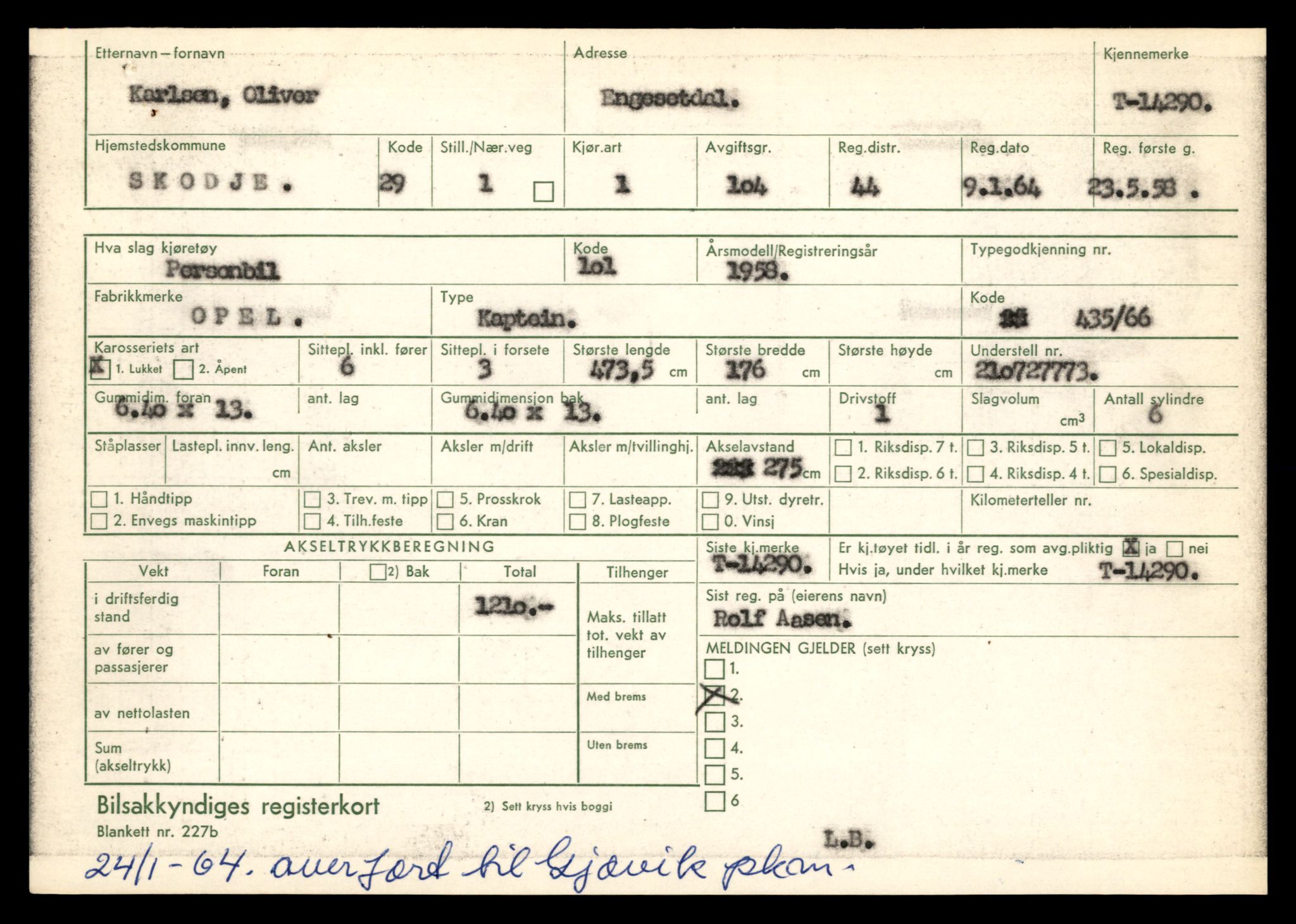 Møre og Romsdal vegkontor - Ålesund trafikkstasjon, AV/SAT-A-4099/F/Fe/L0044: Registreringskort for kjøretøy T 14205 - T 14319, 1927-1998, p. 2499