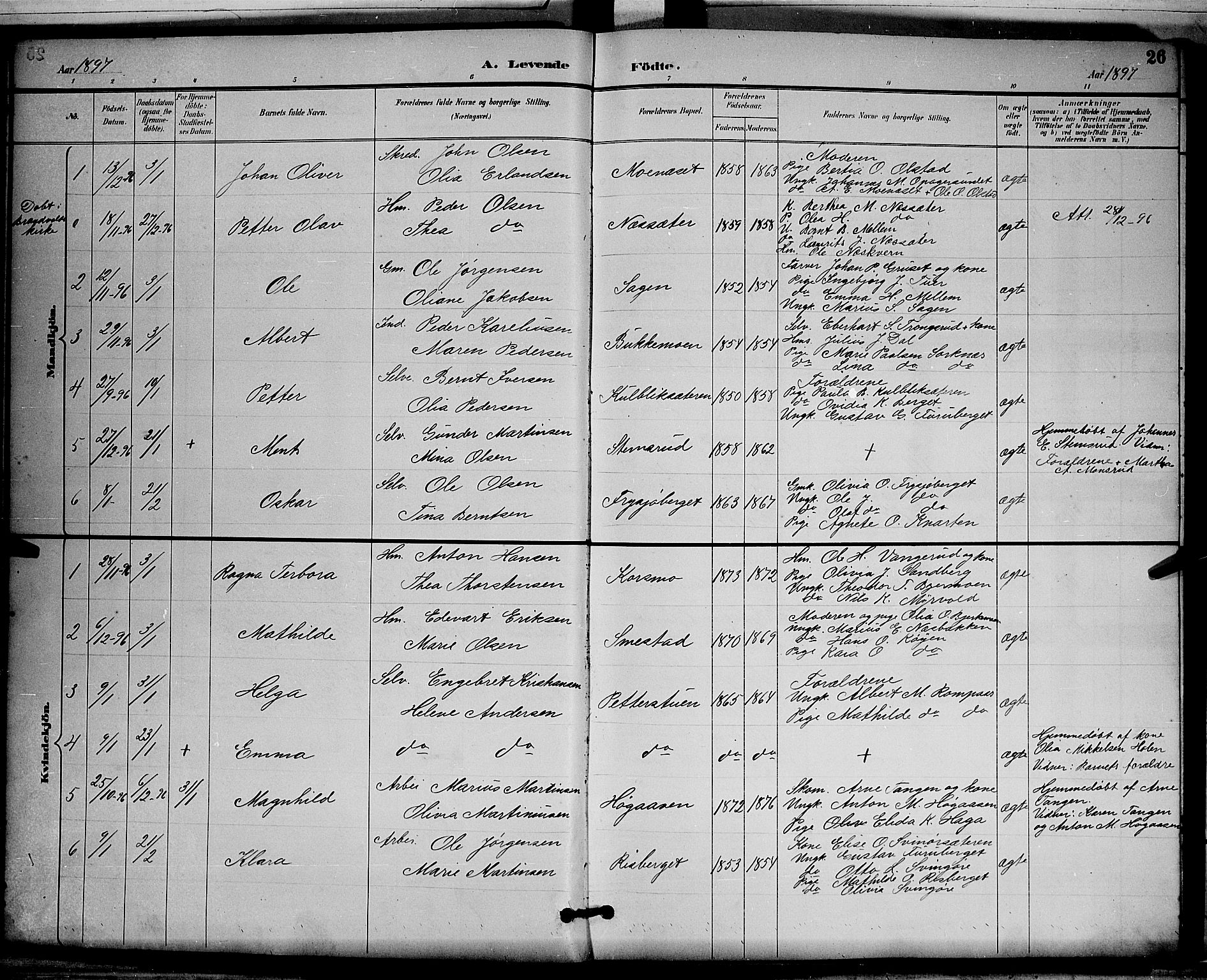 Grue prestekontor, SAH/PREST-036/H/Ha/Hab/L0003: Parish register (copy) no. 3, 1895-1899, p. 26