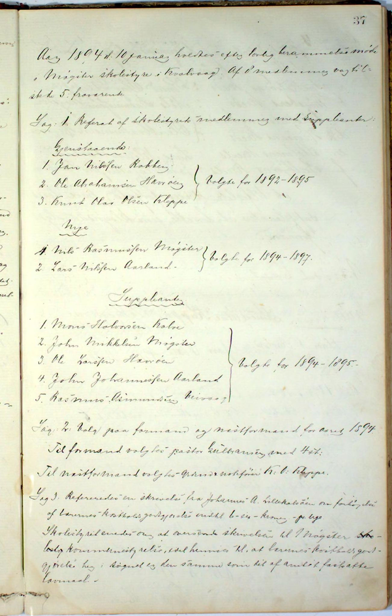 Austevoll kommune. Skulestyret, IKAH/1244-211/A/Aa/L0001: Møtebok for Møkster skulestyre, 1878-1910, p. 37a