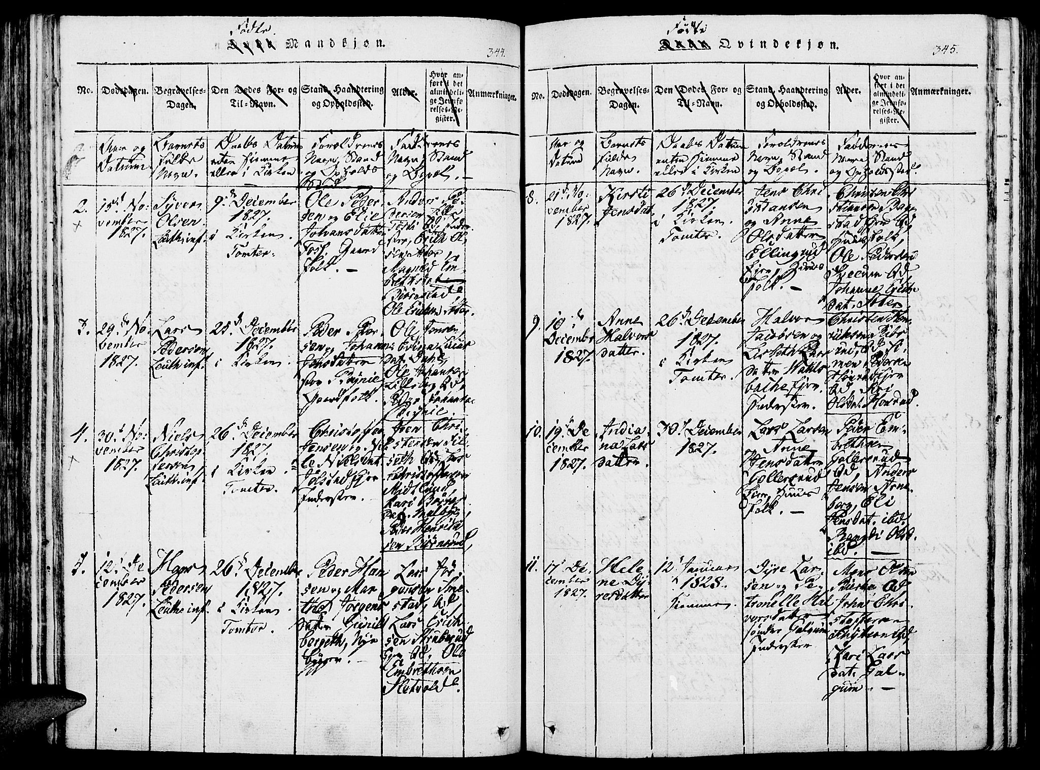 Romedal prestekontor, SAH/PREST-004/K/L0002: Parish register (official) no. 2, 1814-1828, p. 344-345