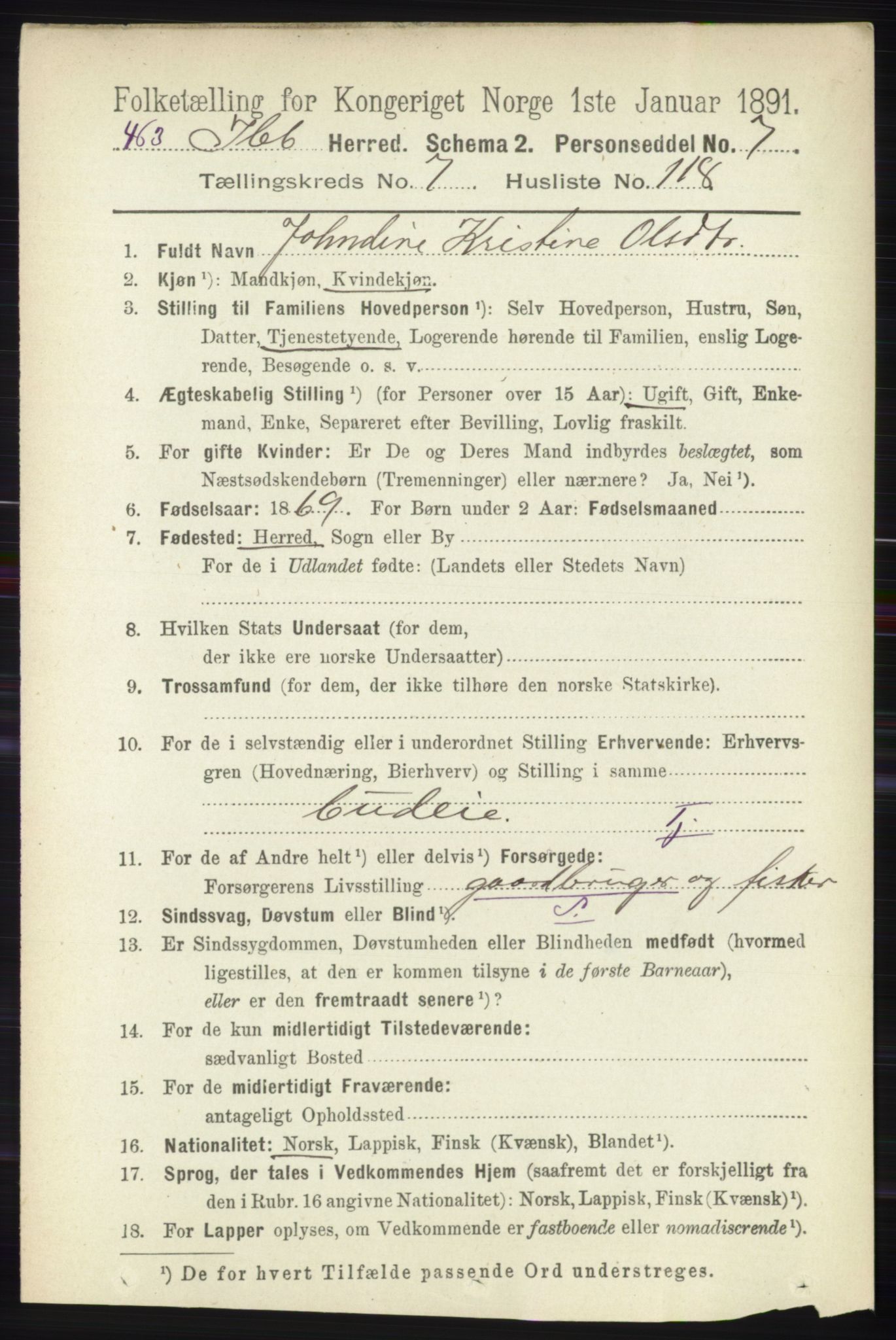 RA, 1891 census for 1917 Ibestad, 1891, p. 4976