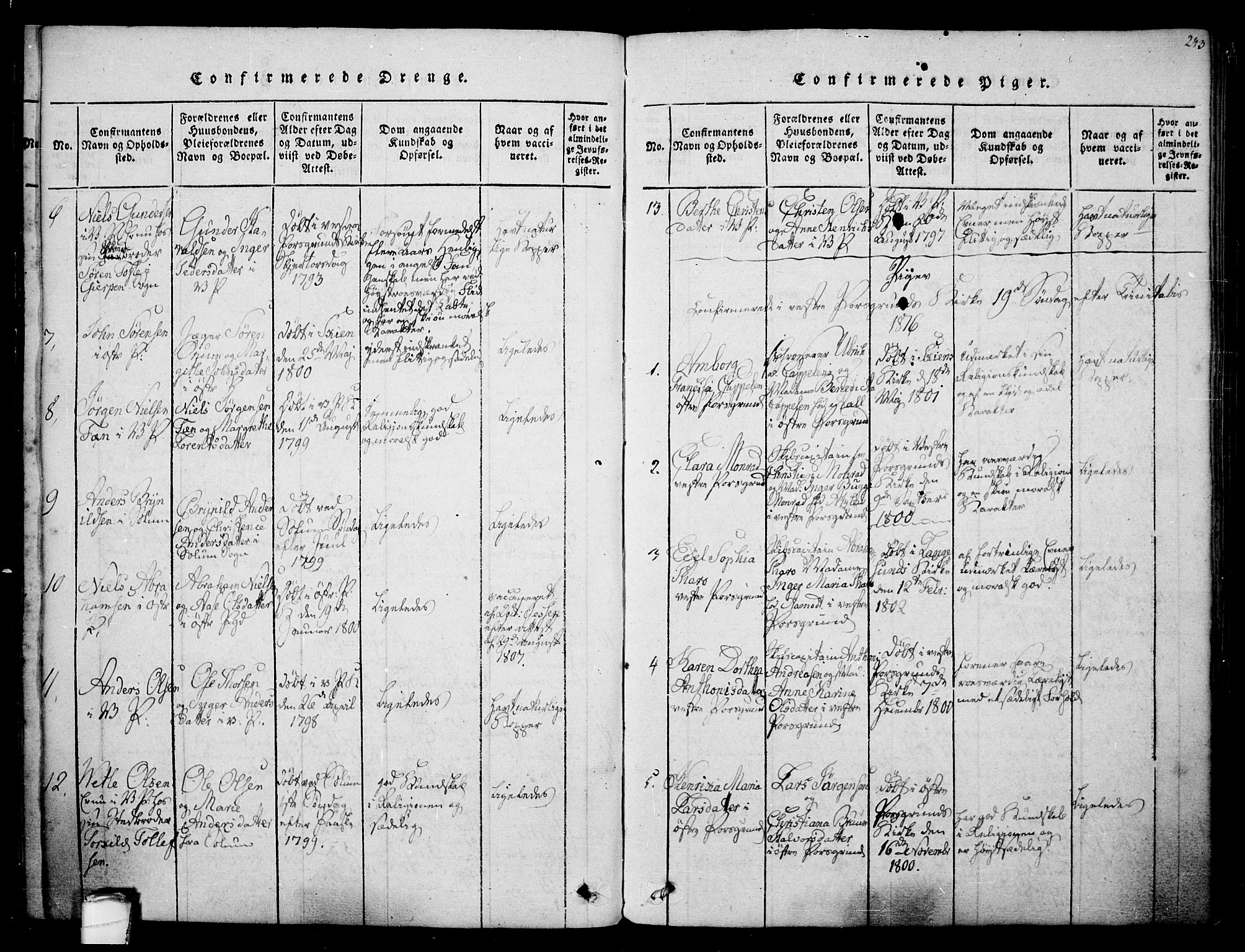 Porsgrunn kirkebøker , SAKO/A-104/F/Fa/L0004: Parish register (official) no. 4, 1814-1828, p. 243