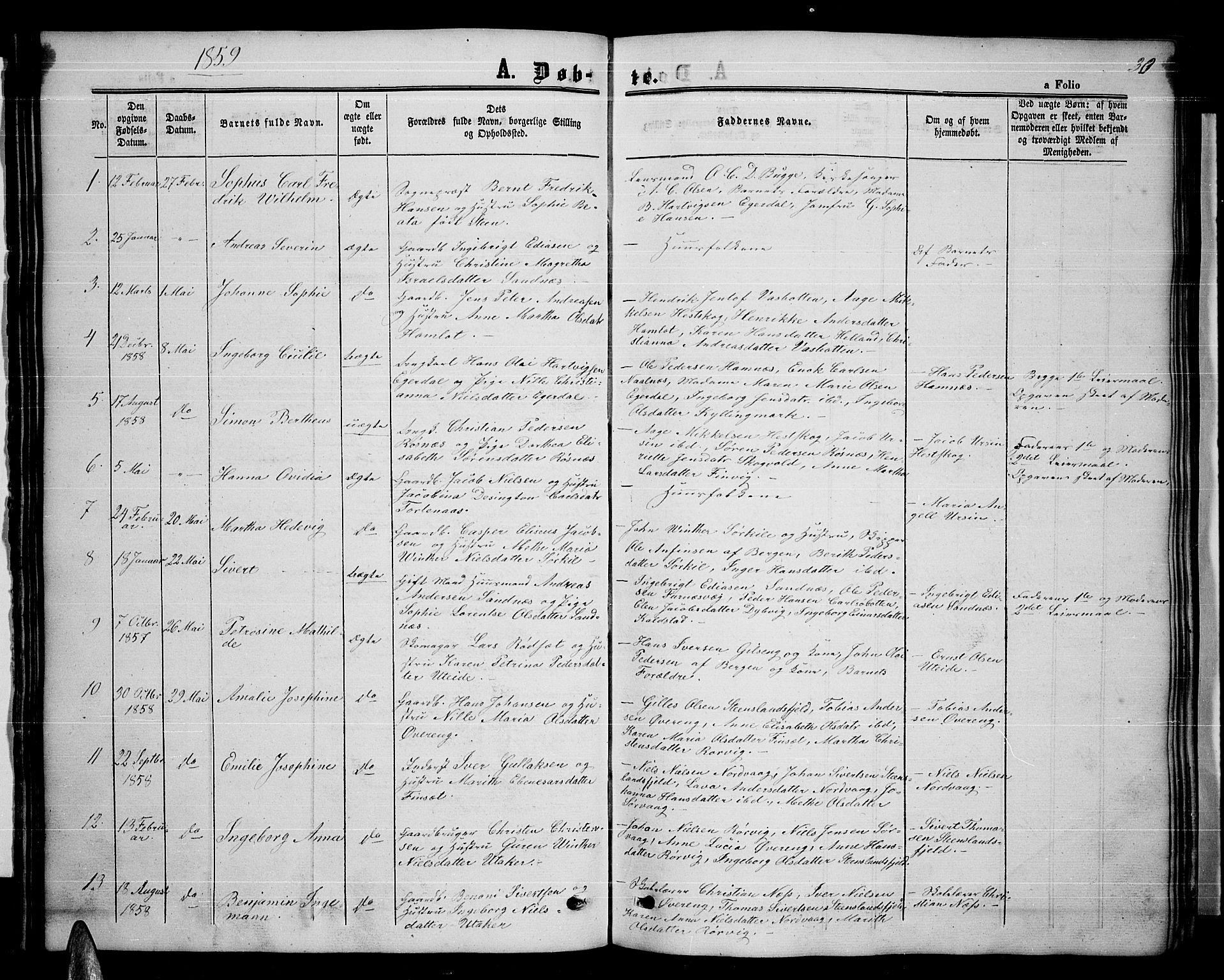 Ministerialprotokoller, klokkerbøker og fødselsregistre - Nordland, AV/SAT-A-1459/859/L0857: Parish register (copy) no. 859C03, 1854-1873, p. 30