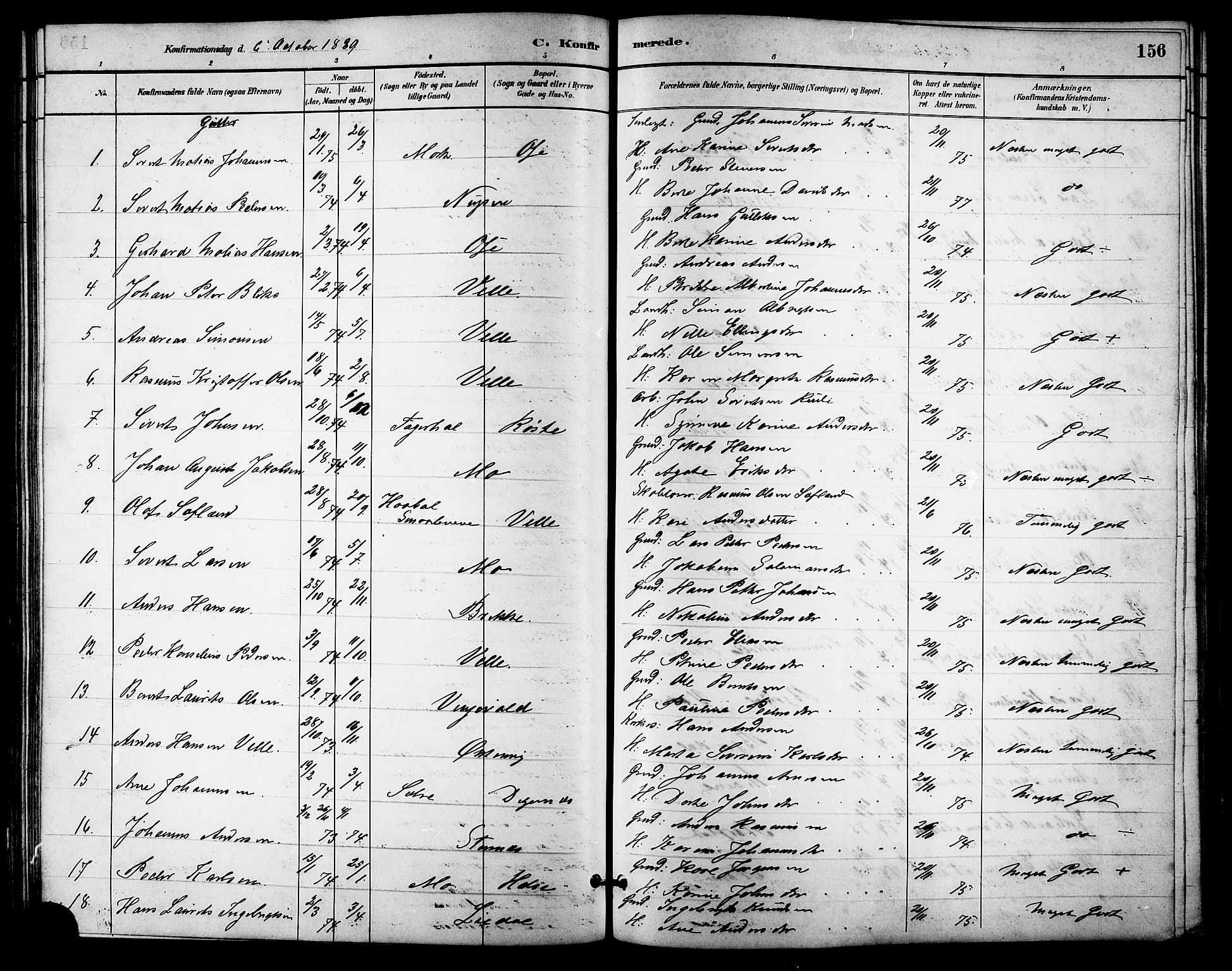 Ministerialprotokoller, klokkerbøker og fødselsregistre - Møre og Romsdal, SAT/A-1454/513/L0189: Parish register (copy) no. 513C03, 1883-1904, p. 156