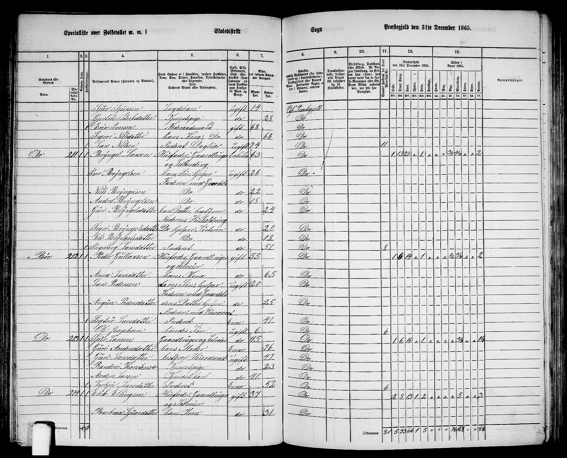 RA, 1865 census for Voss, 1865, p. 112