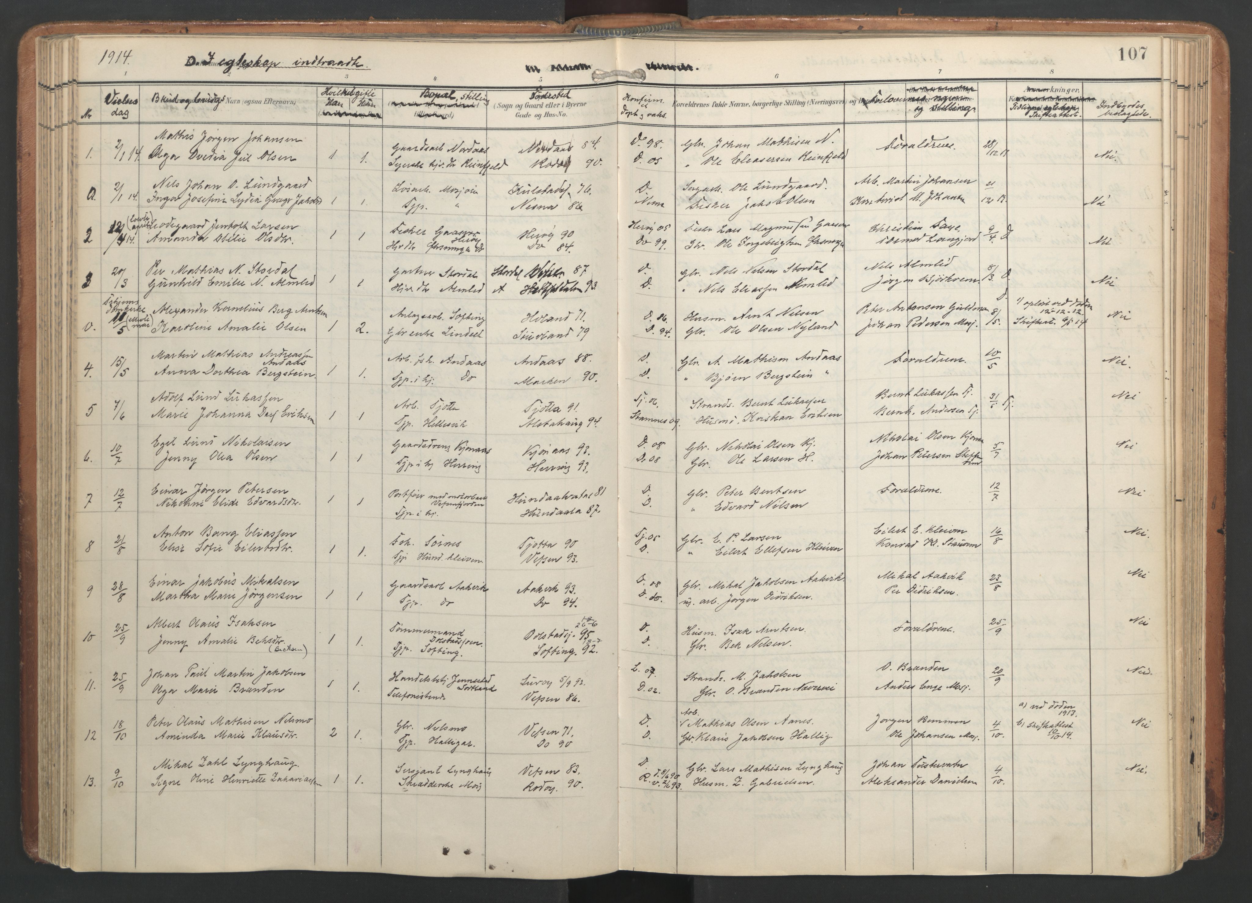 Ministerialprotokoller, klokkerbøker og fødselsregistre - Nordland, AV/SAT-A-1459/820/L0298: Parish register (official) no. 820A19, 1897-1915, p. 107