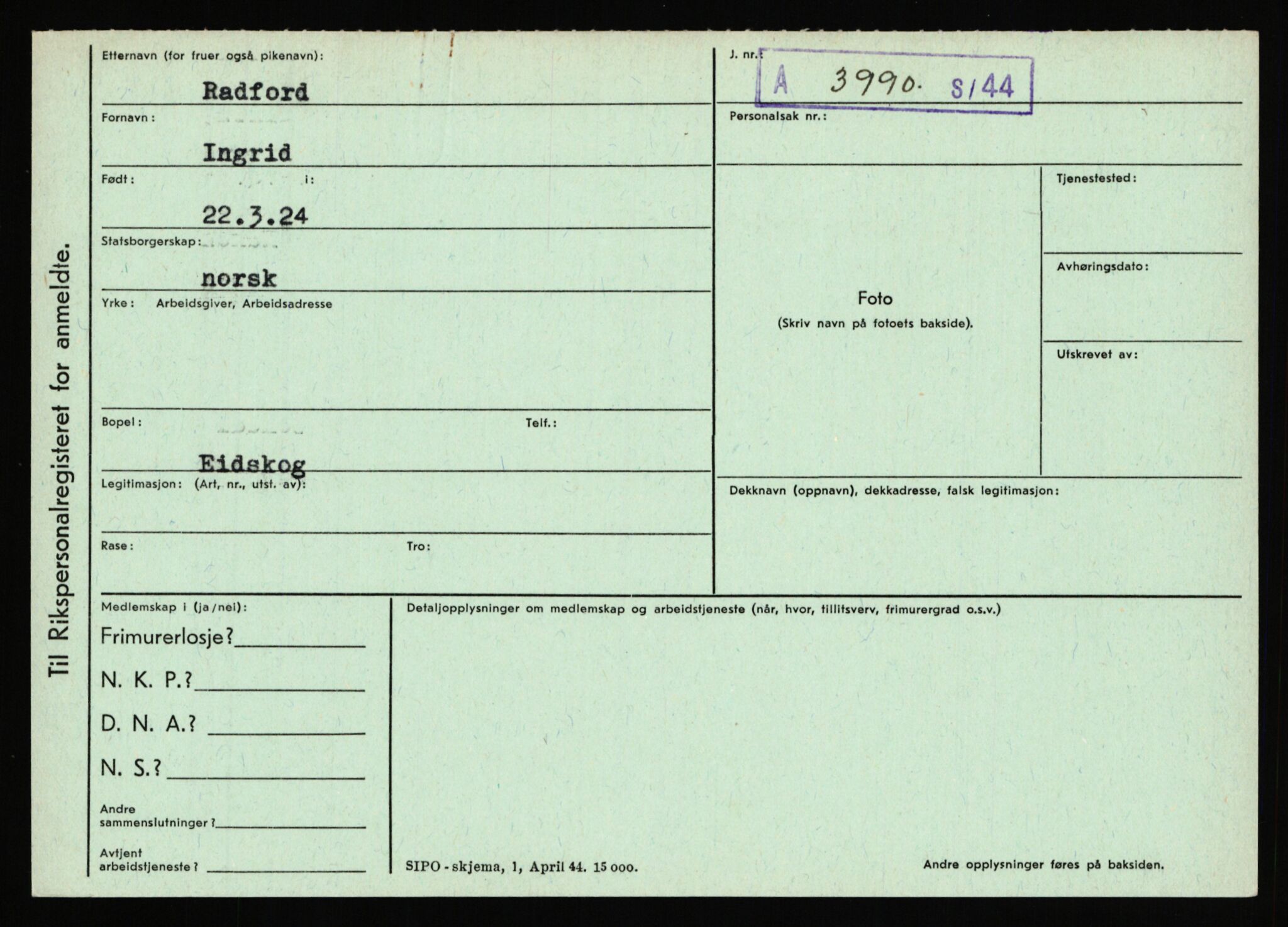 Statspolitiet - Hovedkontoret / Osloavdelingen, AV/RA-S-1329/C/Ca/L0013: Raa - Servold, 1943-1945, p. 76