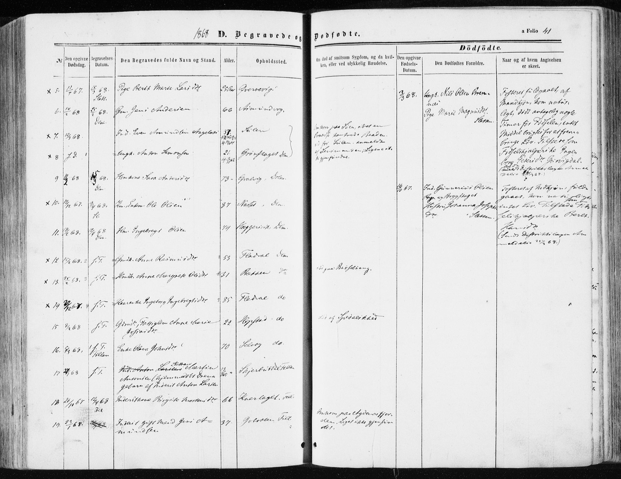 Ministerialprotokoller, klokkerbøker og fødselsregistre - Sør-Trøndelag, SAT/A-1456/634/L0531: Parish register (official) no. 634A07, 1861-1870, p. 41