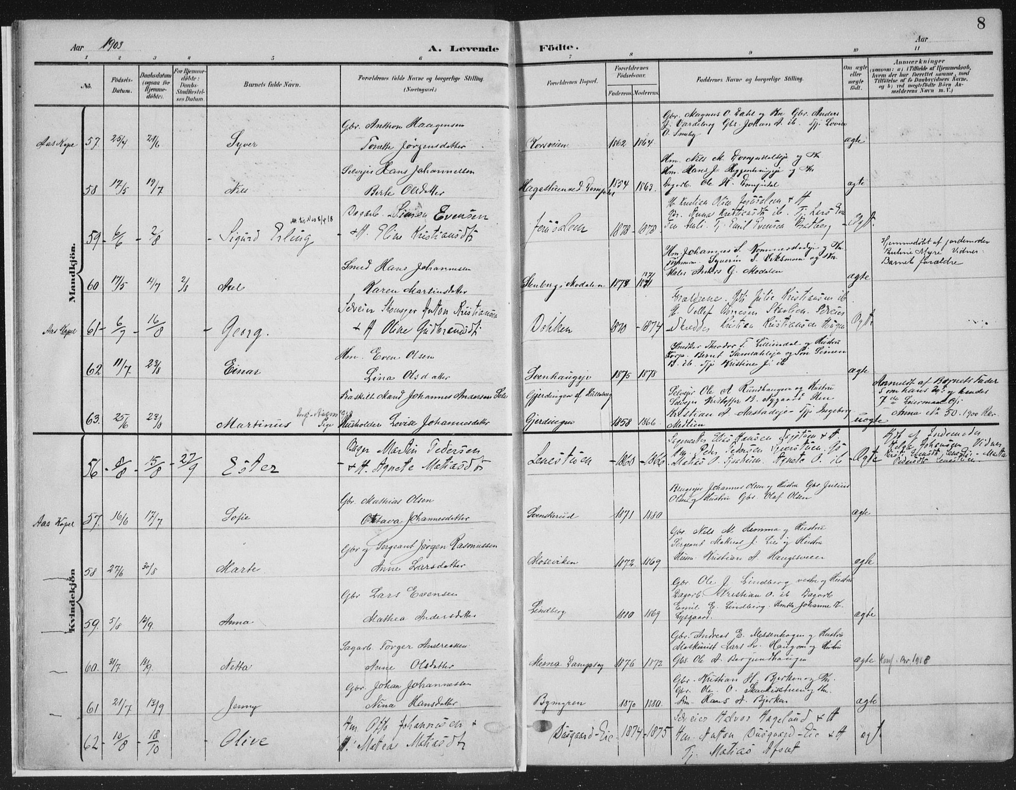Ringsaker prestekontor, SAH/PREST-014/K/Ka/L0018: Parish register (official) no. 18, 1903-1912, p. 8
