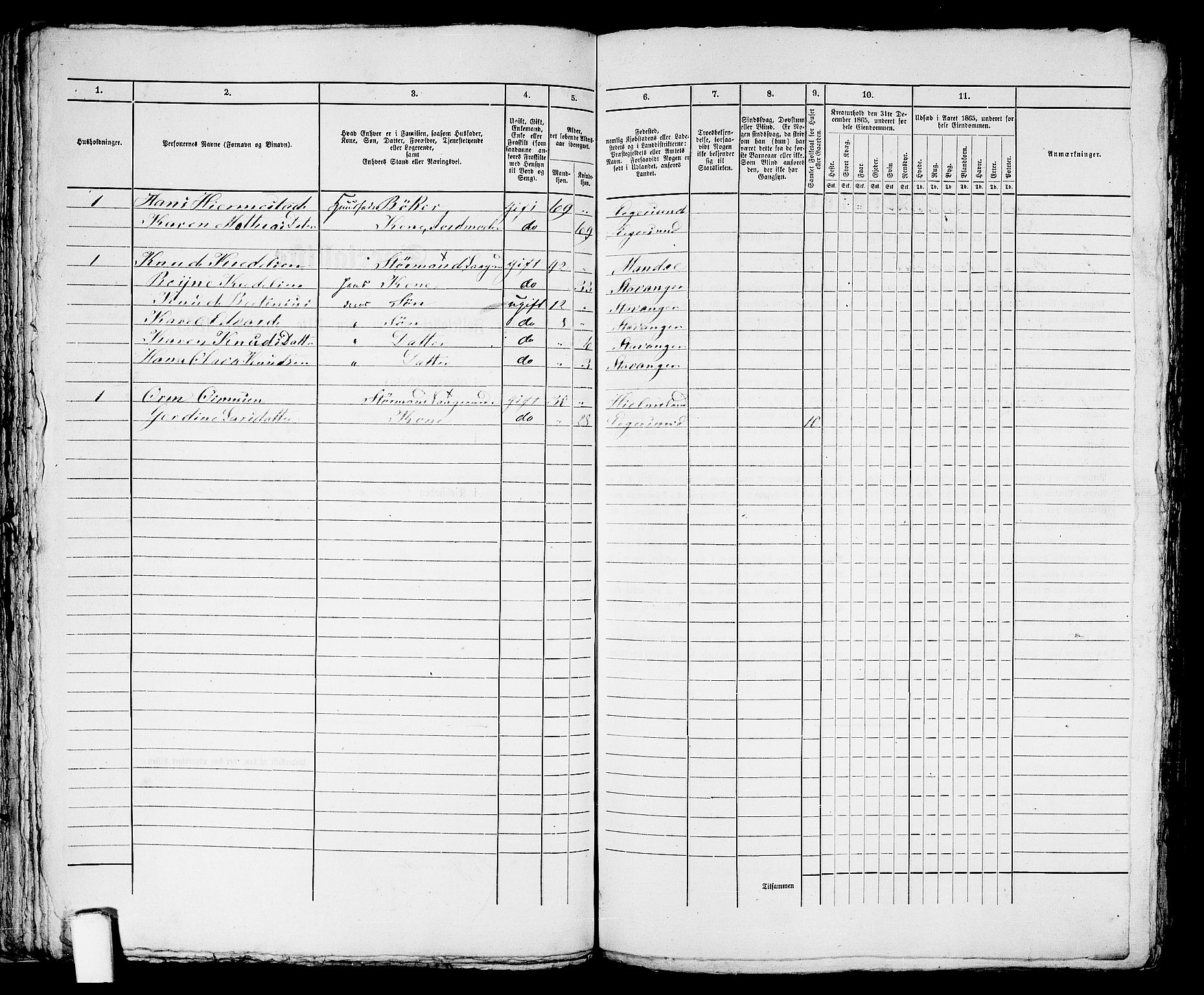 RA, 1865 census for Stavanger, 1865, p. 1632