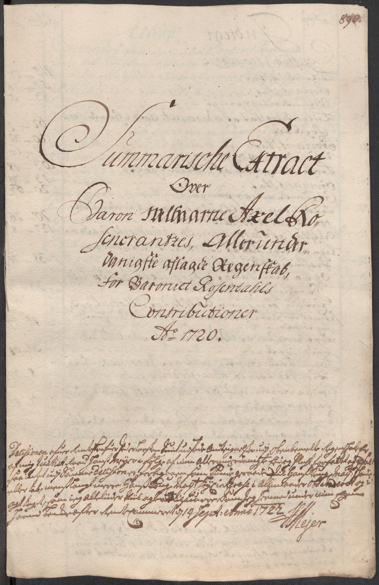 Rentekammeret inntil 1814, Reviderte regnskaper, Fogderegnskap, AV/RA-EA-4092/R49/L3140: Fogderegnskap Rosendal Baroni, 1718-1720, p. 193