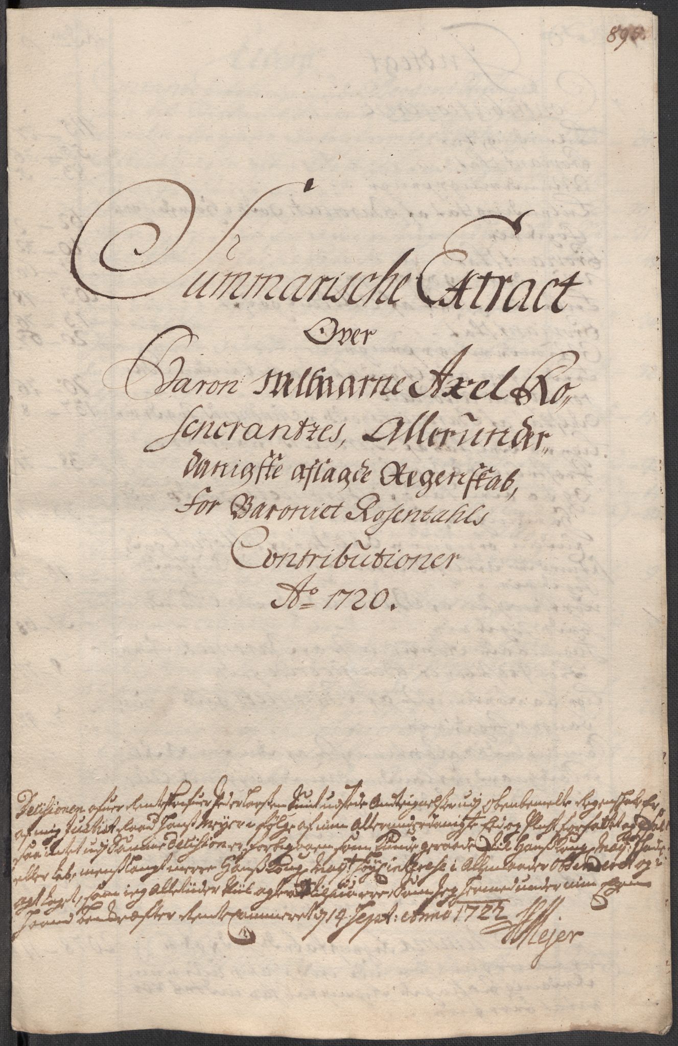 Rentekammeret inntil 1814, Reviderte regnskaper, Fogderegnskap, RA/EA-4092/R49/L3140: Fogderegnskap Rosendal Baroni, 1718-1720, p. 193