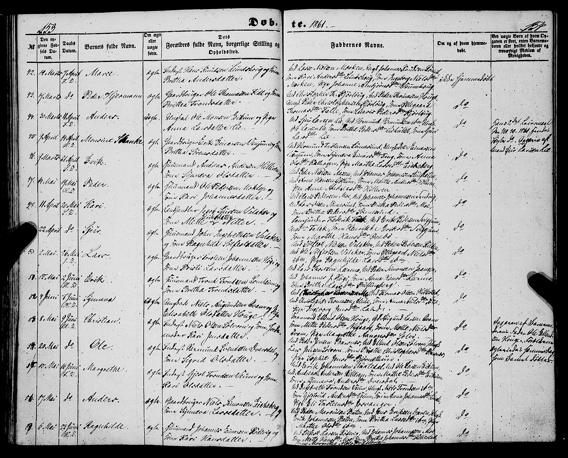 Hafslo sokneprestembete, AV/SAB-A-80301/H/Haa/Haaa/L0009: Parish register (official) no. A 9, 1852-1873, p. 153-154
