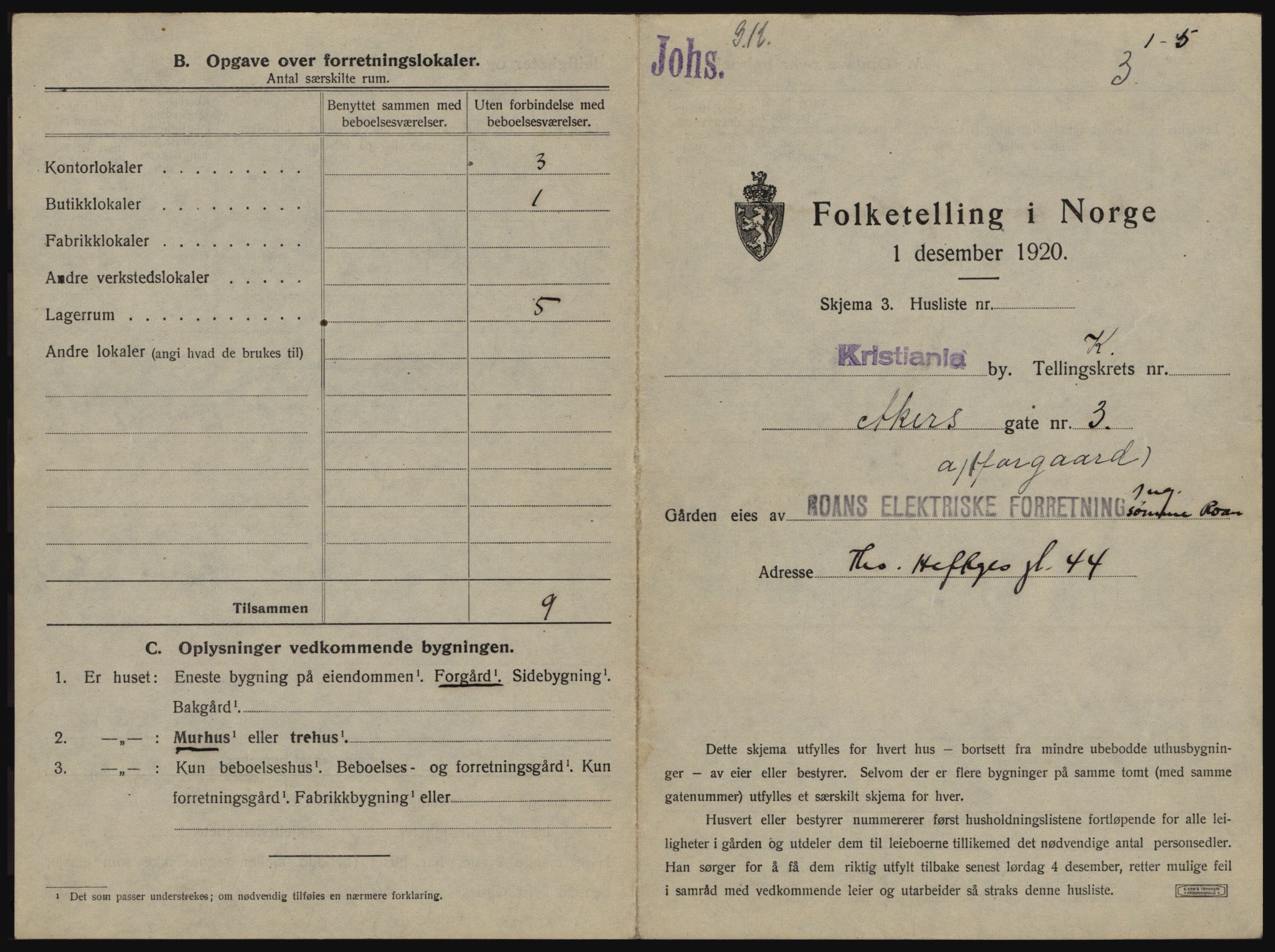 SAO, 1920 census for Kristiania, 1920, p. 368