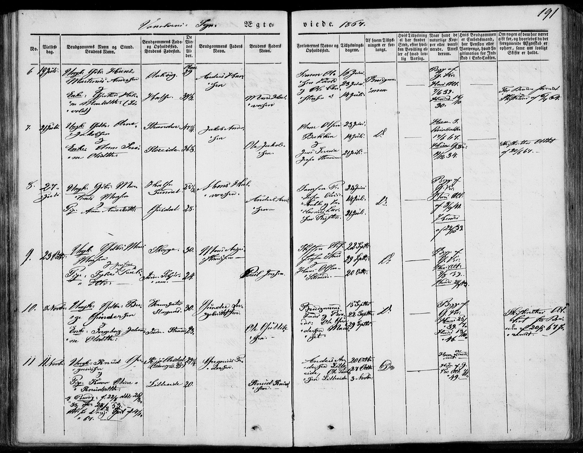 Ministerialprotokoller, klokkerbøker og fødselsregistre - Møre og Romsdal, AV/SAT-A-1454/501/L0006: Parish register (official) no. 501A06, 1844-1868, p. 191