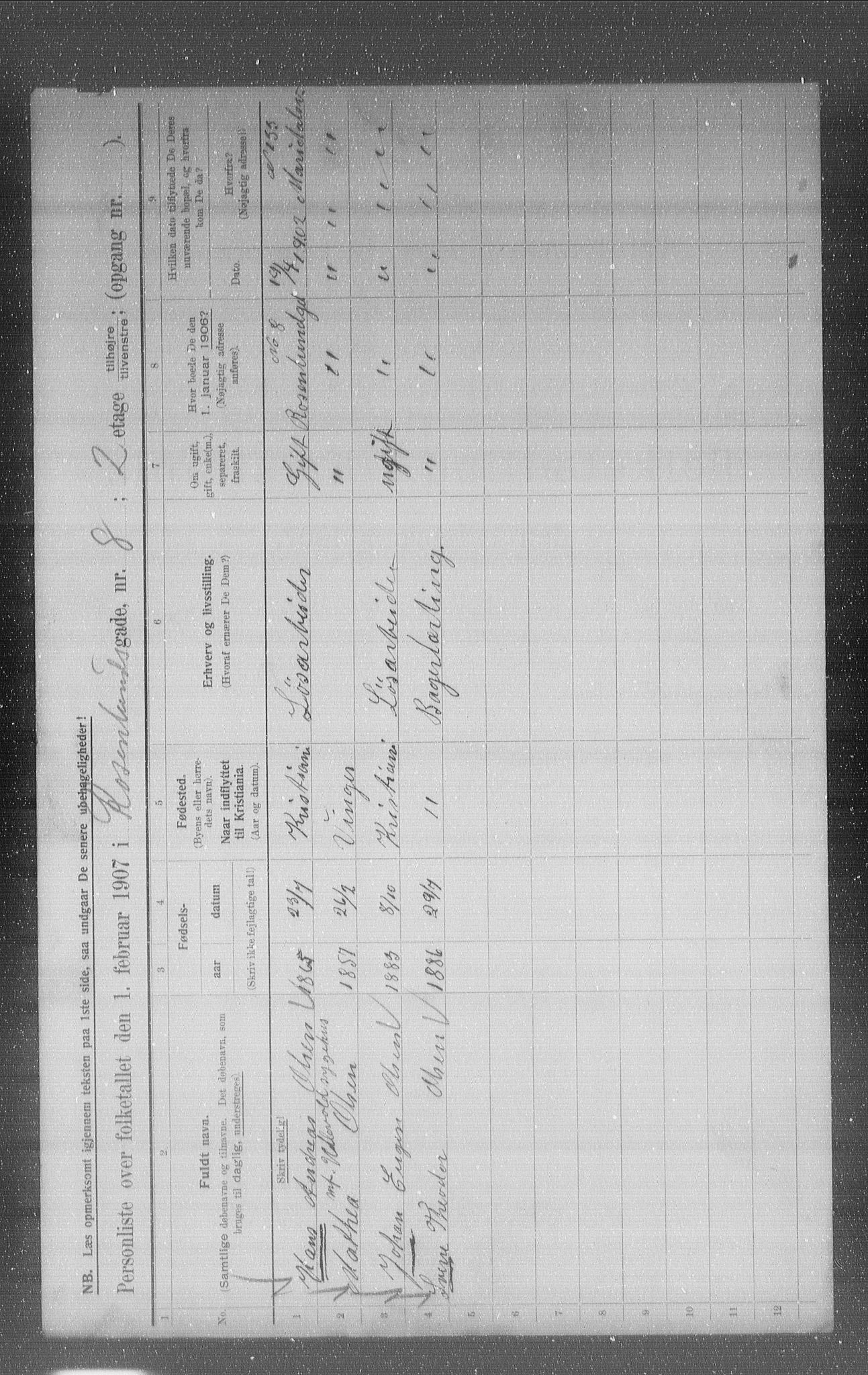 OBA, Municipal Census 1907 for Kristiania, 1907, p. 42935