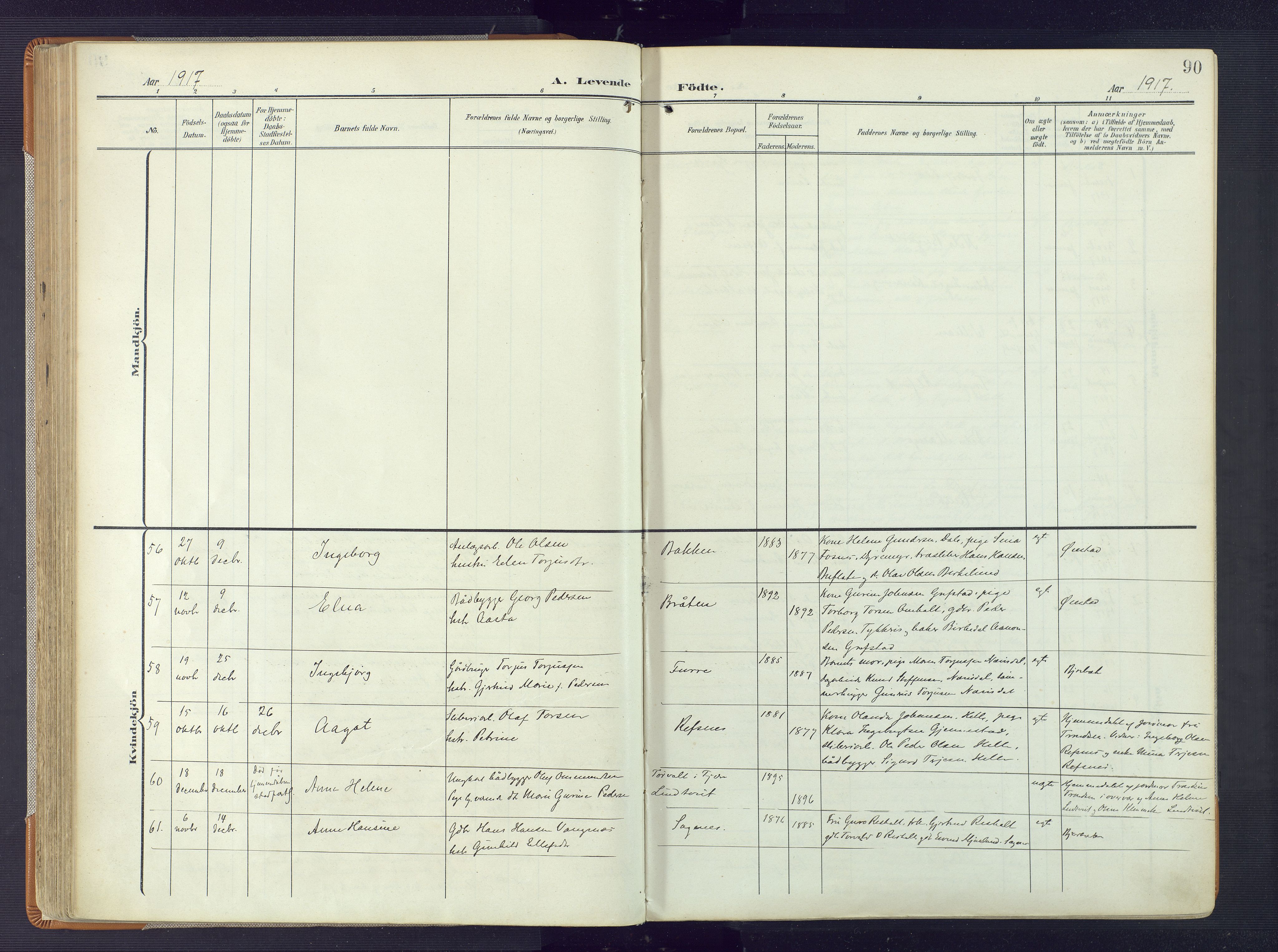 Øyestad sokneprestkontor, AV/SAK-1111-0049/F/Fa/L0019: Parish register (official) no. A 19, 1908-1922, p. 90