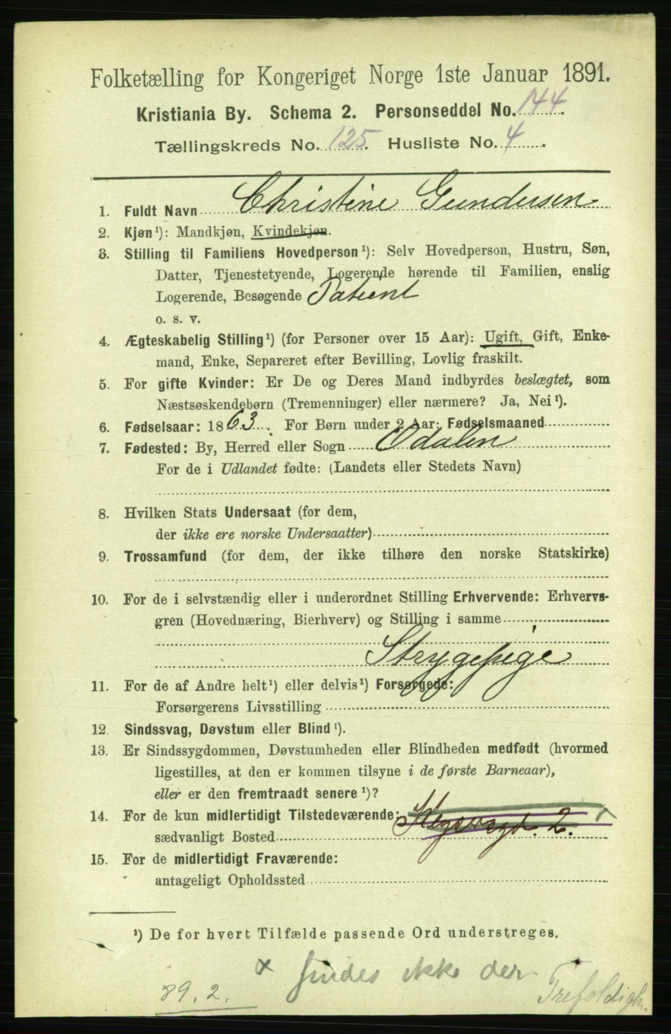 RA, 1891 census for 0301 Kristiania, 1891, p. 66580