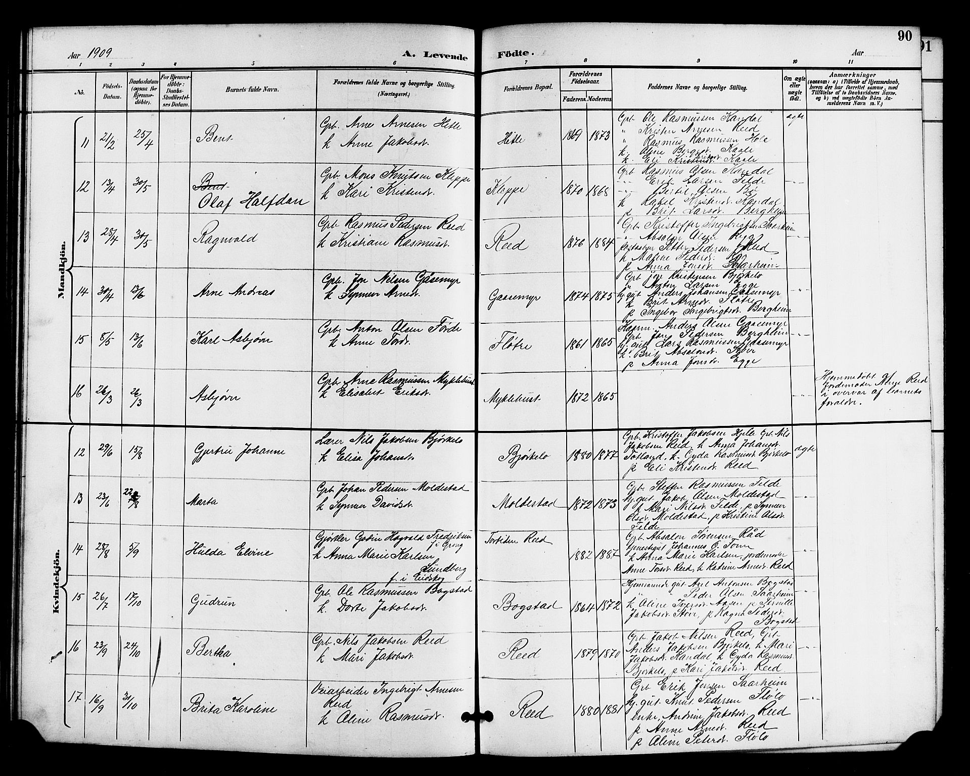 Gloppen sokneprestembete, AV/SAB-A-80101/H/Hab/Habc/L0002: Parish register (copy) no. C 2, 1896-1910, p. 90