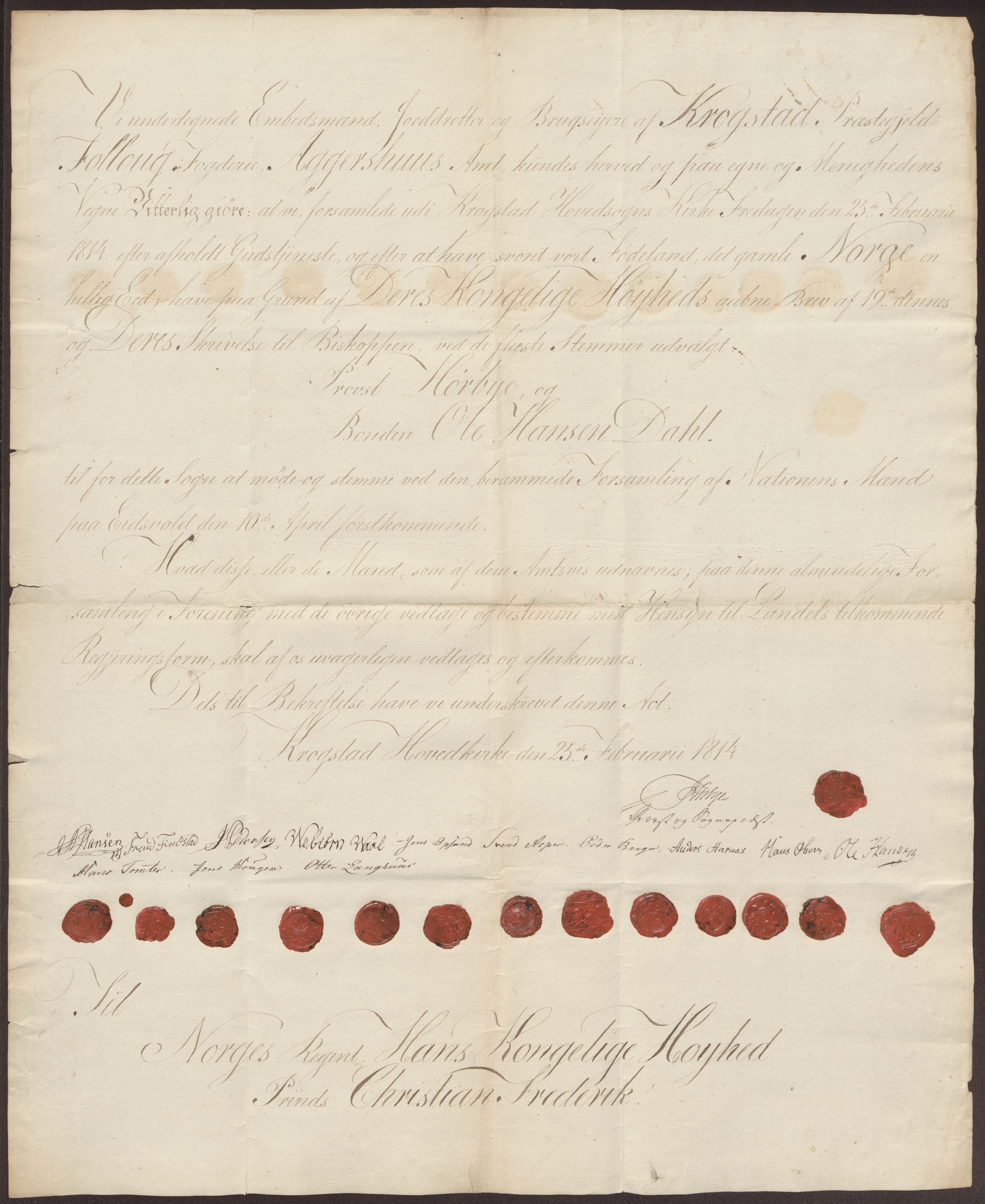 Statsrådssekretariatet, RA/S-1001/D/Db/L0007: Fullmakter for Eidsvollsrepresentantene i 1814. , 1814, p. 191