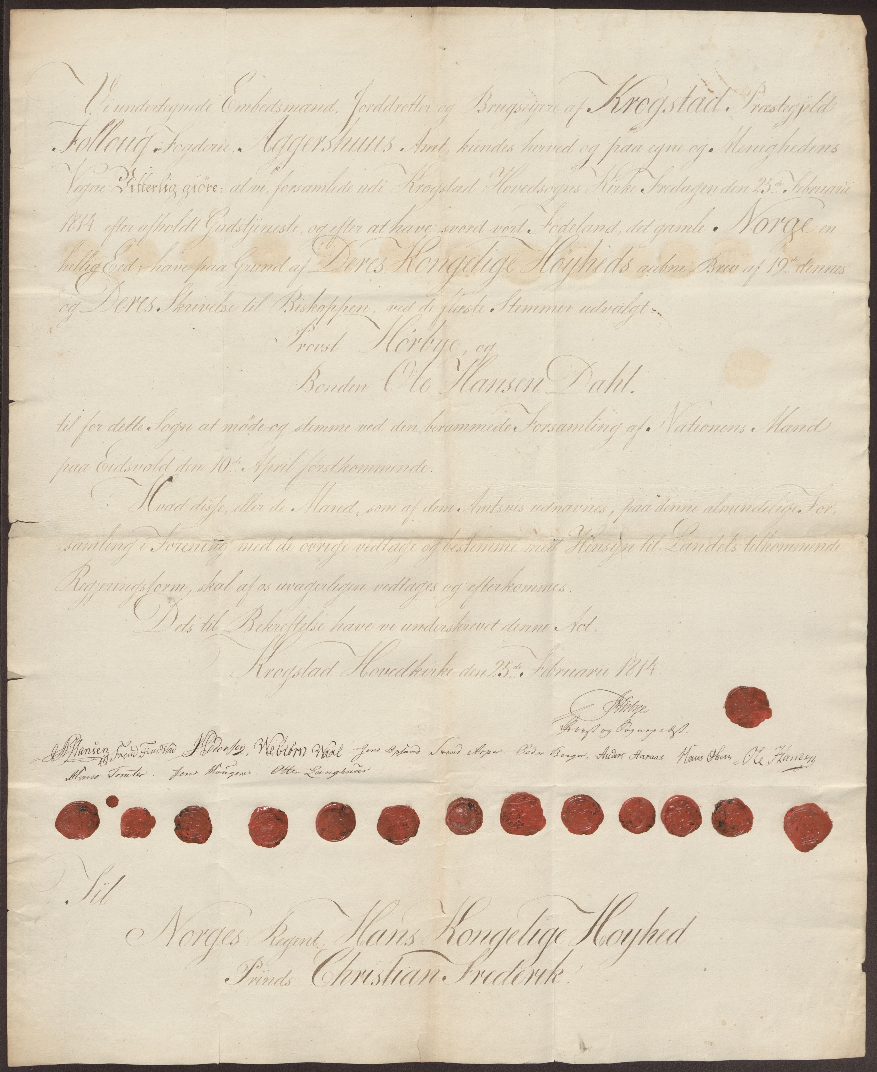 Statsrådssekretariatet, AV/RA-S-1001/D/Db/L0007: Fullmakter for Eidsvollsrepresentantene i 1814. , 1814, p. 191