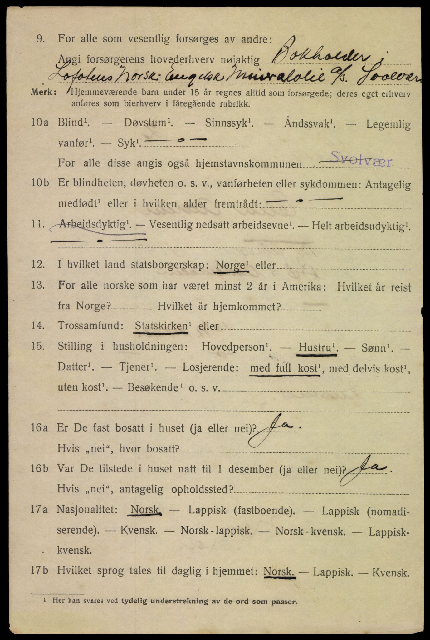 SAT, 1920 census for Svolvær, 1920, p. 3981