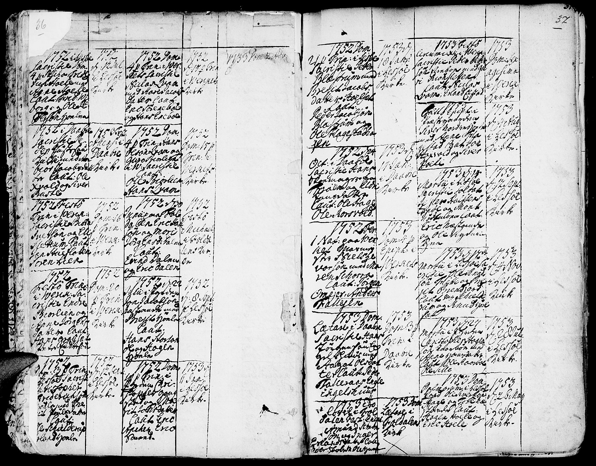 Lesja prestekontor, SAH/PREST-068/H/Ha/Haa/L0002: Parish register (official) no. 2, 1732-1776, p. 36-37