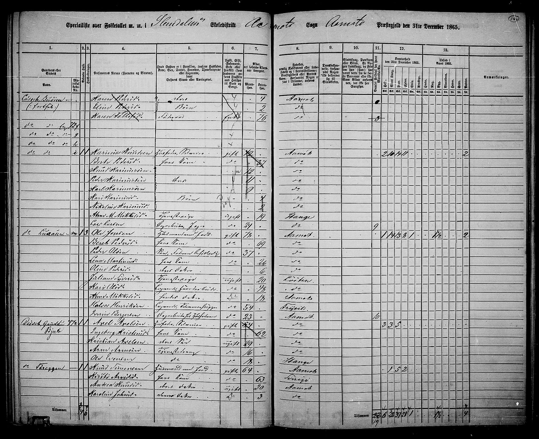 RA, 1865 census for Åmot, 1865, p. 124