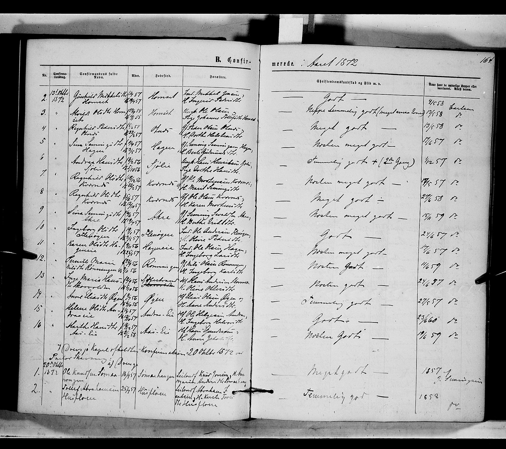 Rendalen prestekontor, AV/SAH-PREST-054/H/Ha/Haa/L0006: Parish register (official) no. 6, 1867-1877, p. 164