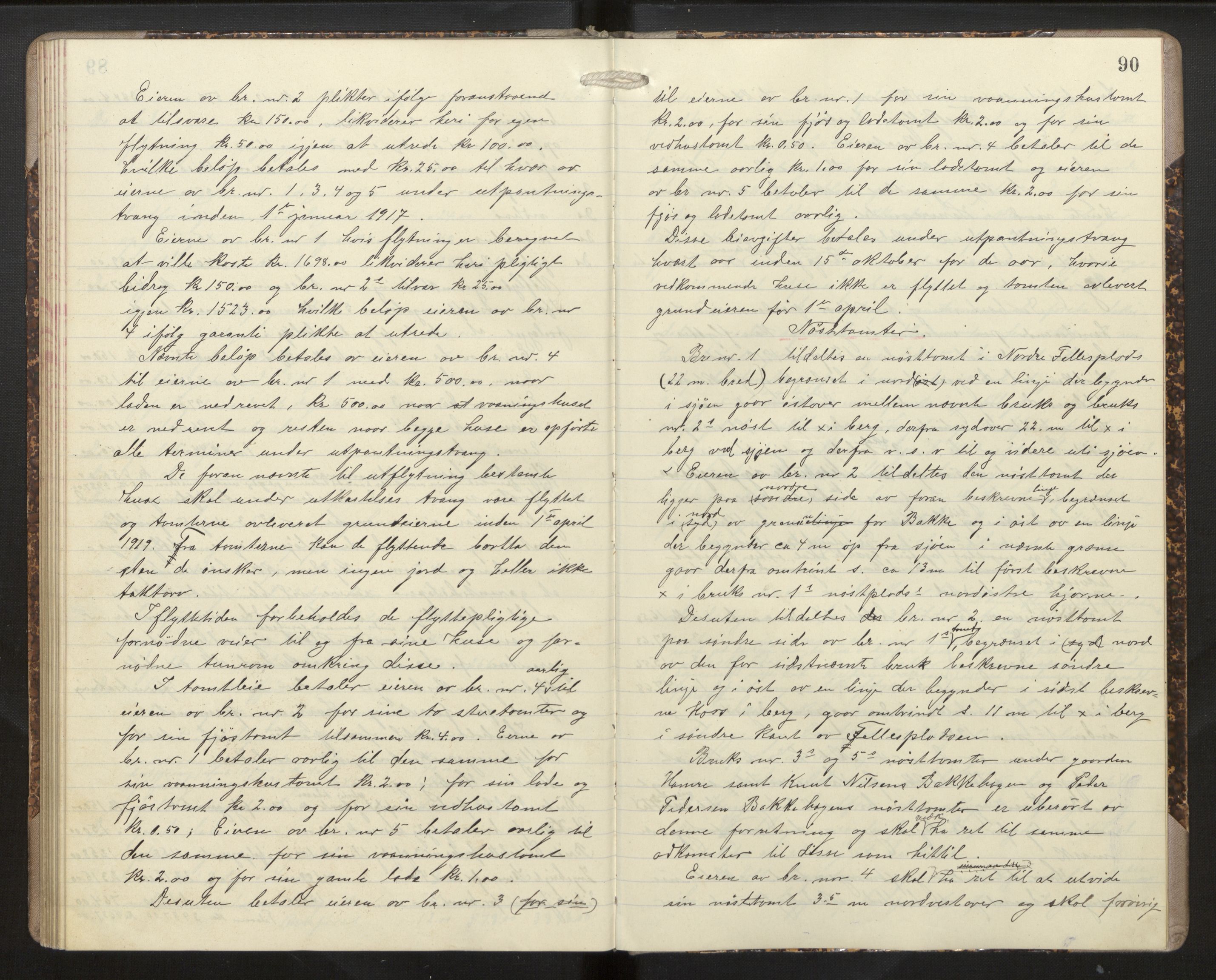 Hordaland jordskiftedøme - II Ytre Nordhordland jordskiftedistrikt, AV/SAB-A-6901/A/Aa/L0013: Forhandlingsprotokoll, 1914-1915, p. 89b-90a