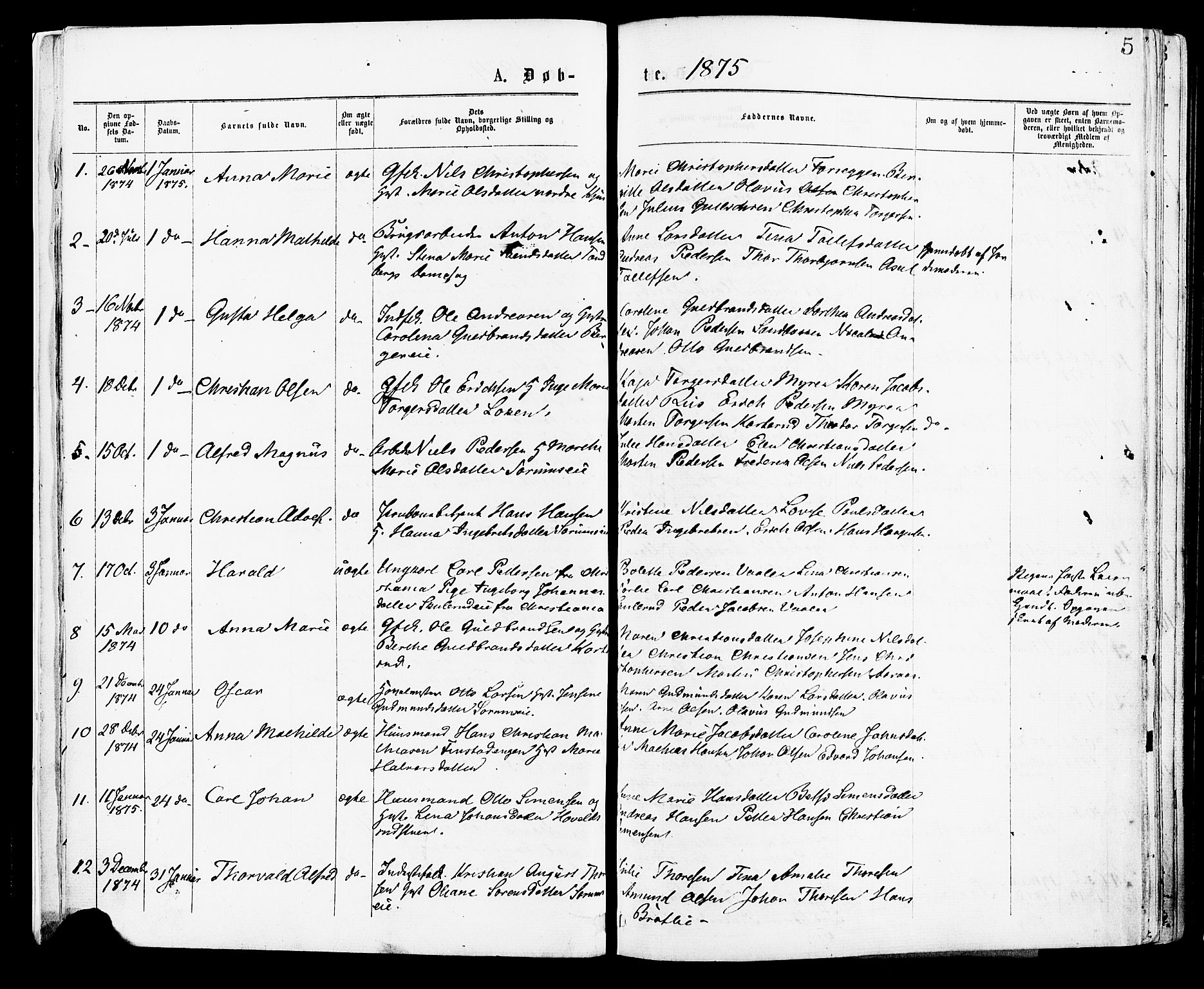Skedsmo prestekontor Kirkebøker, SAO/A-10033a/F/Fa/L0012: Parish register (official) no. I 12, 1876-1883, p. 5