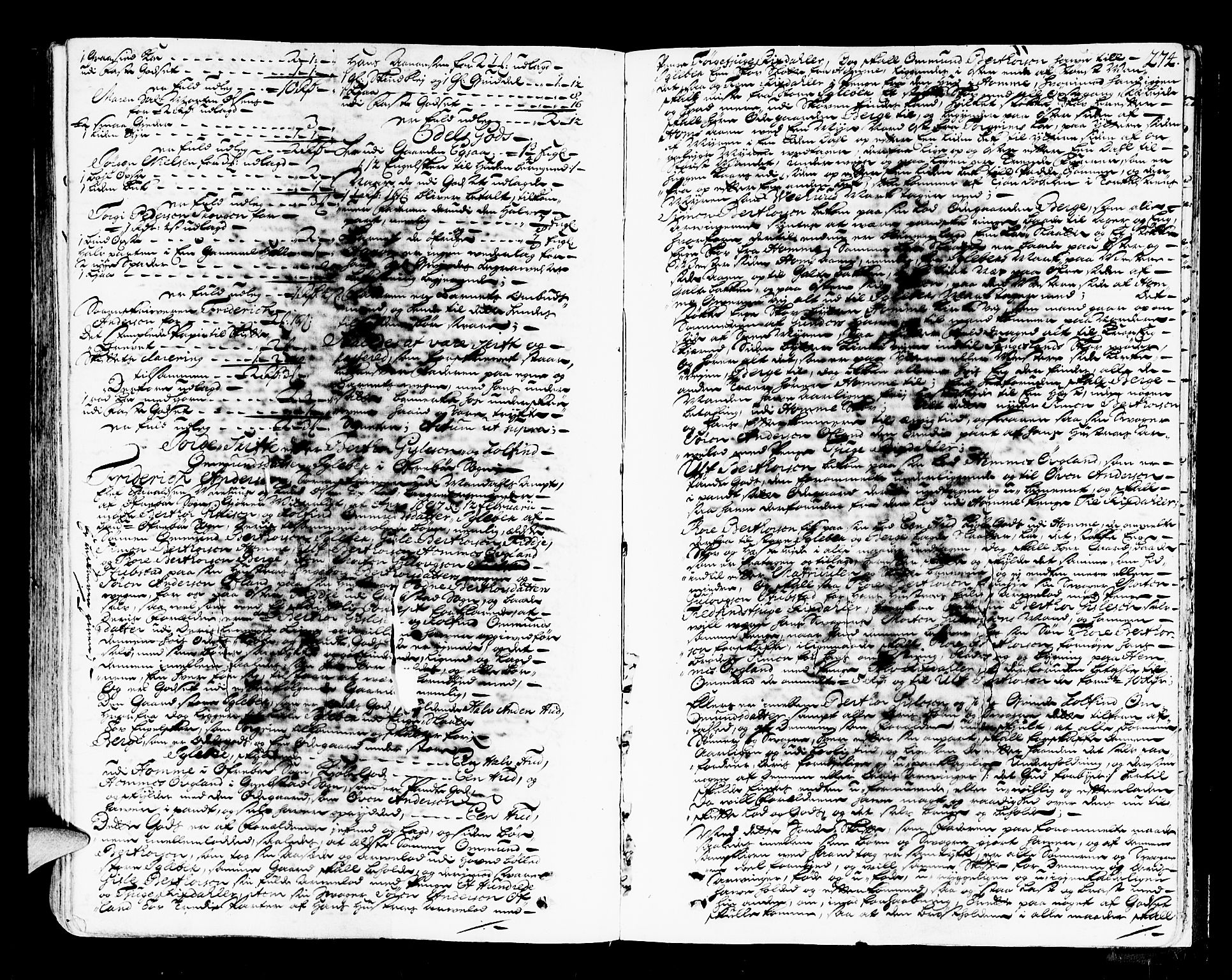 Mandal sorenskriveri, SAK/1221-0005/001/H/Hc/L0008: Skifteprotokoll med register, original i eske nr 4a, 1693-1702, p. 273b-274a