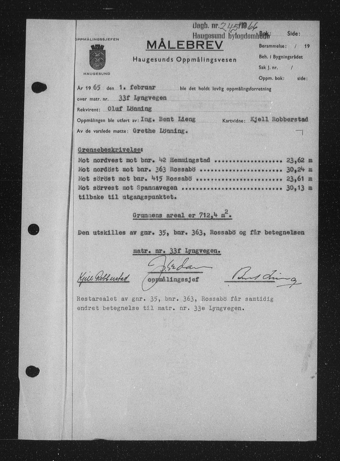 Haugesund tingrett, AV/SAST-A-101415/01/II/IIC/L0076: Mortgage book no. A 17, 1965-1966, Diary no: : 245/1966