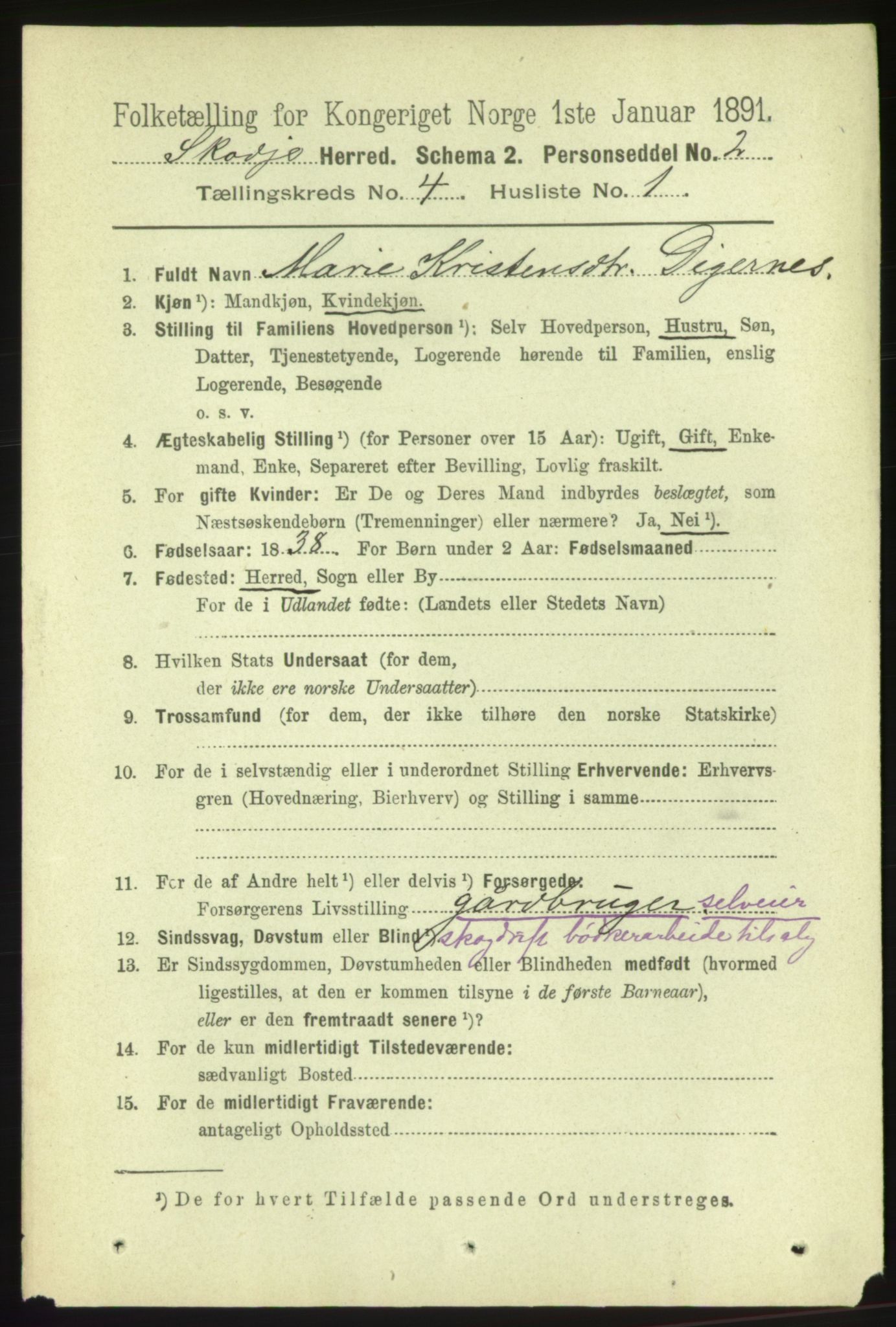 RA, 1891 census for 1529 Skodje, 1891, p. 589