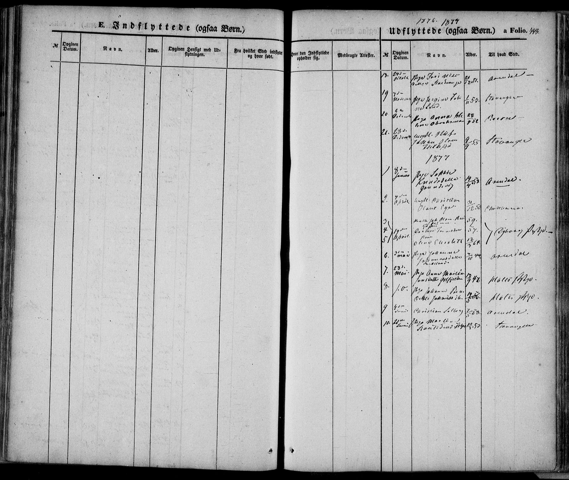 Flekkefjord sokneprestkontor, AV/SAK-1111-0012/F/Fa/Fac/L0005: Parish register (official) no. A 5, 1849-1875, p. 448