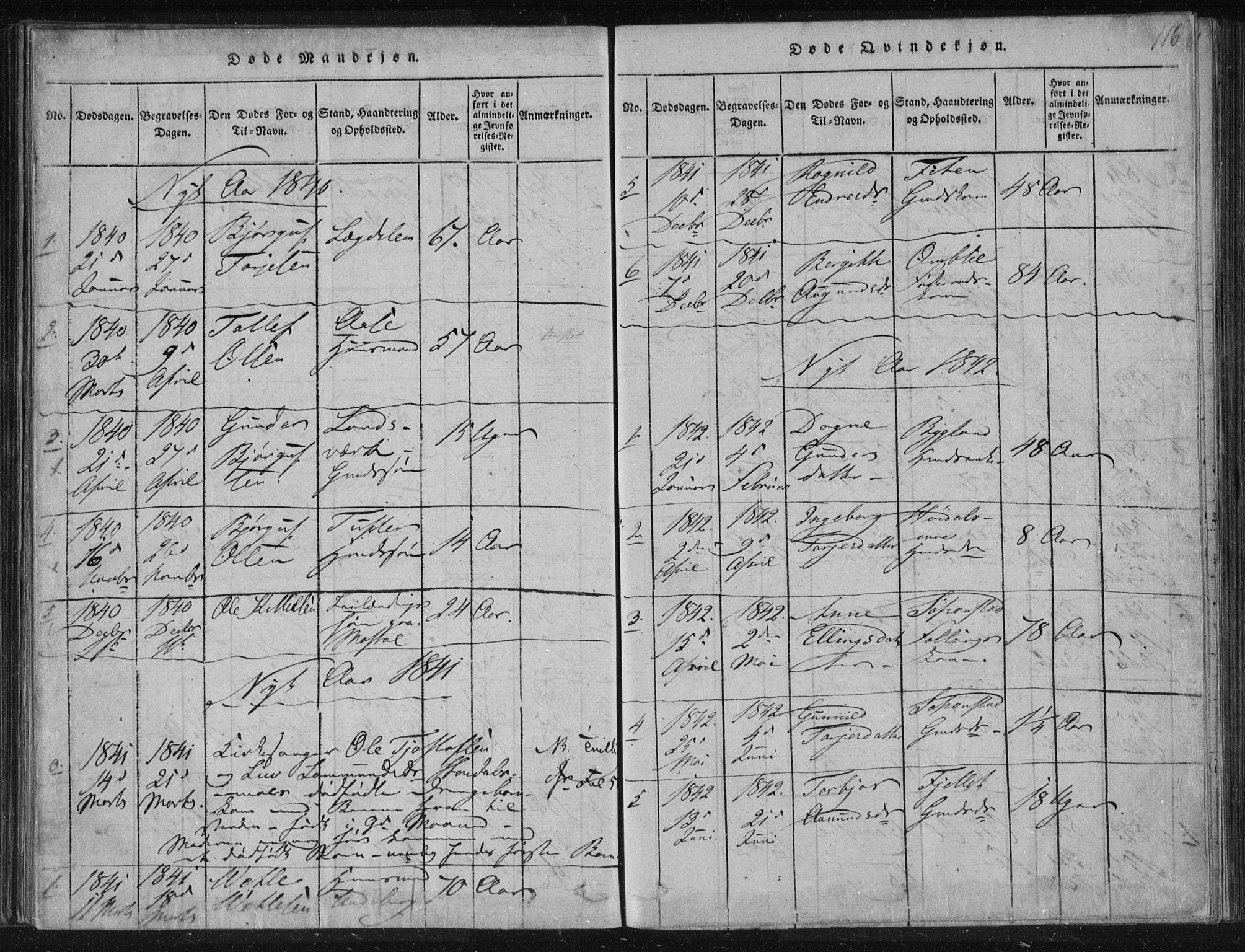 Lårdal kirkebøker, SAKO/A-284/F/Fc/L0001: Parish register (official) no. III 1, 1815-1860, p. 116