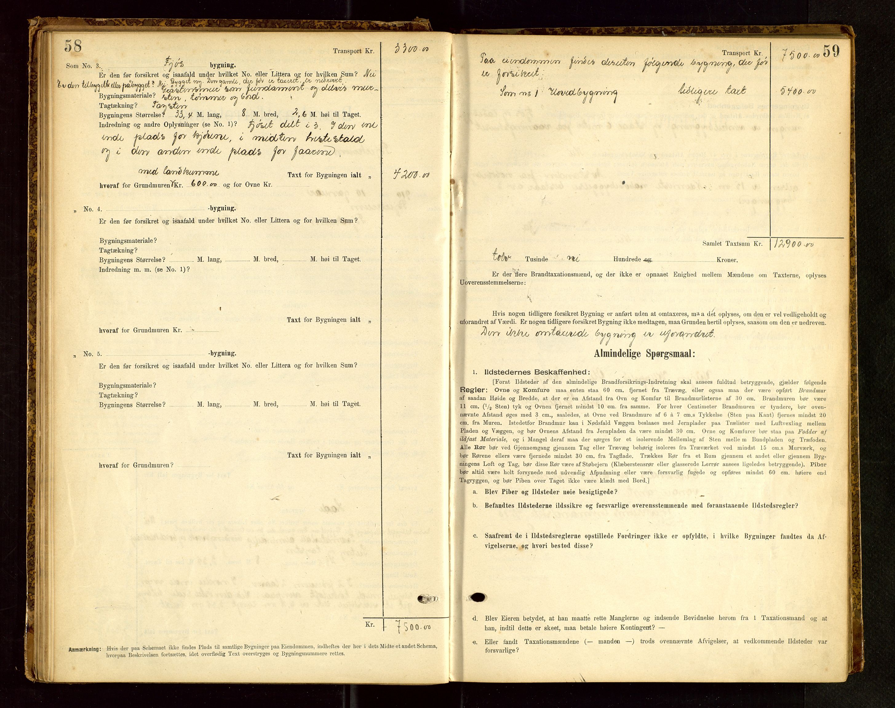 Bjerkreim lensmannskontor, SAST/A-100090/Gob/L0001: "Brandtaxationsprotokol", 1895-1950, p. 58-59
