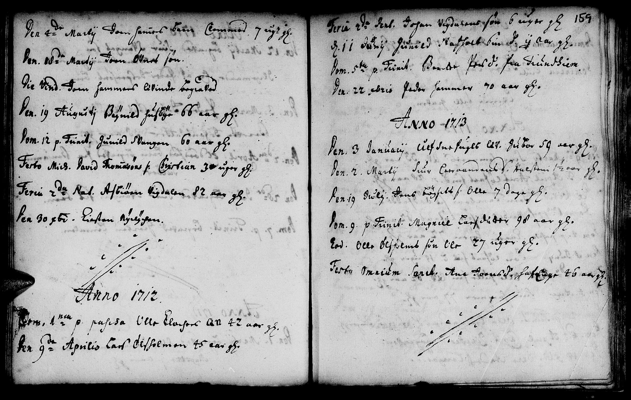 Ministerialprotokoller, klokkerbøker og fødselsregistre - Sør-Trøndelag, SAT/A-1456/666/L0783: Parish register (official) no. 666A01, 1702-1753, p. 159