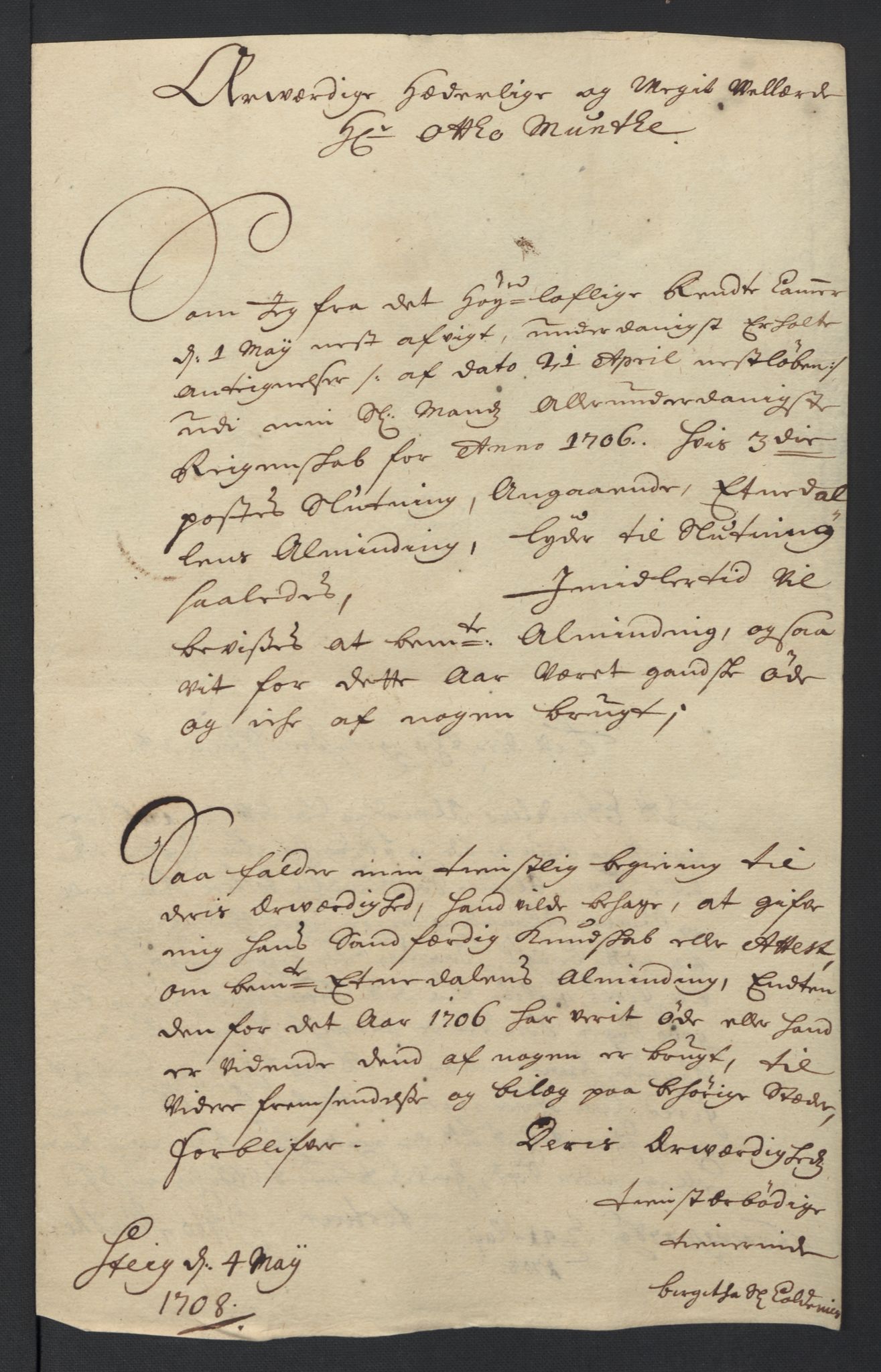 Rentekammeret inntil 1814, Reviderte regnskaper, Fogderegnskap, AV/RA-EA-4092/R17/L1178: Fogderegnskap Gudbrandsdal, 1705-1707, p. 291