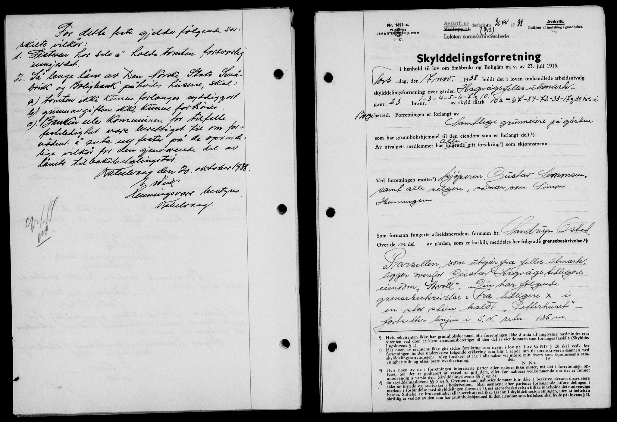 Lofoten sorenskriveri, SAT/A-0017/1/2/2C/L0005a: Mortgage book no. 5a, 1939-1939, Diary no: : 2644/1938