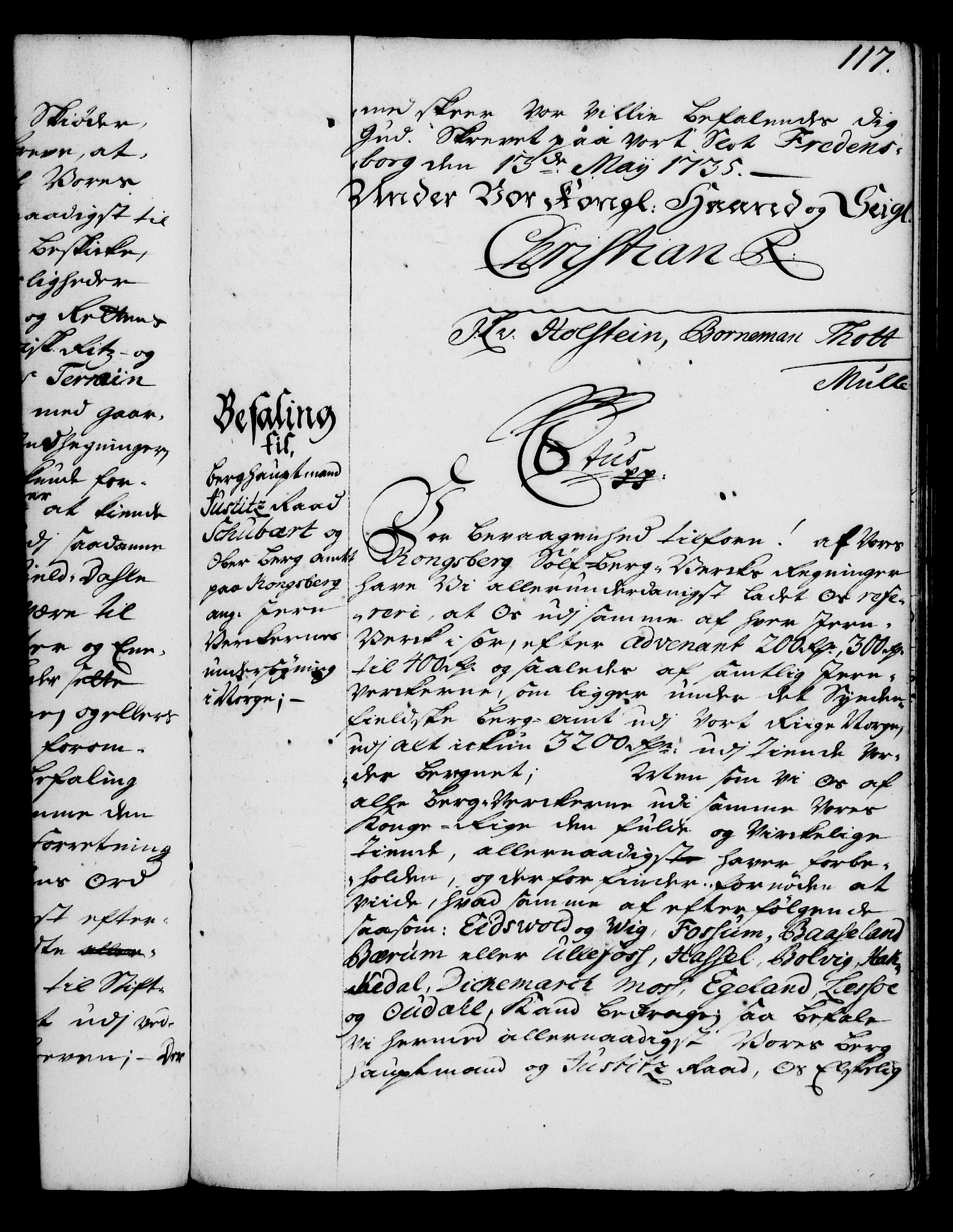 Rentekammeret, Kammerkanselliet, RA/EA-3111/G/Gg/Gga/L0004: Norsk ekspedisjonsprotokoll med register (merket RK 53.4), 1734-1741, p. 117
