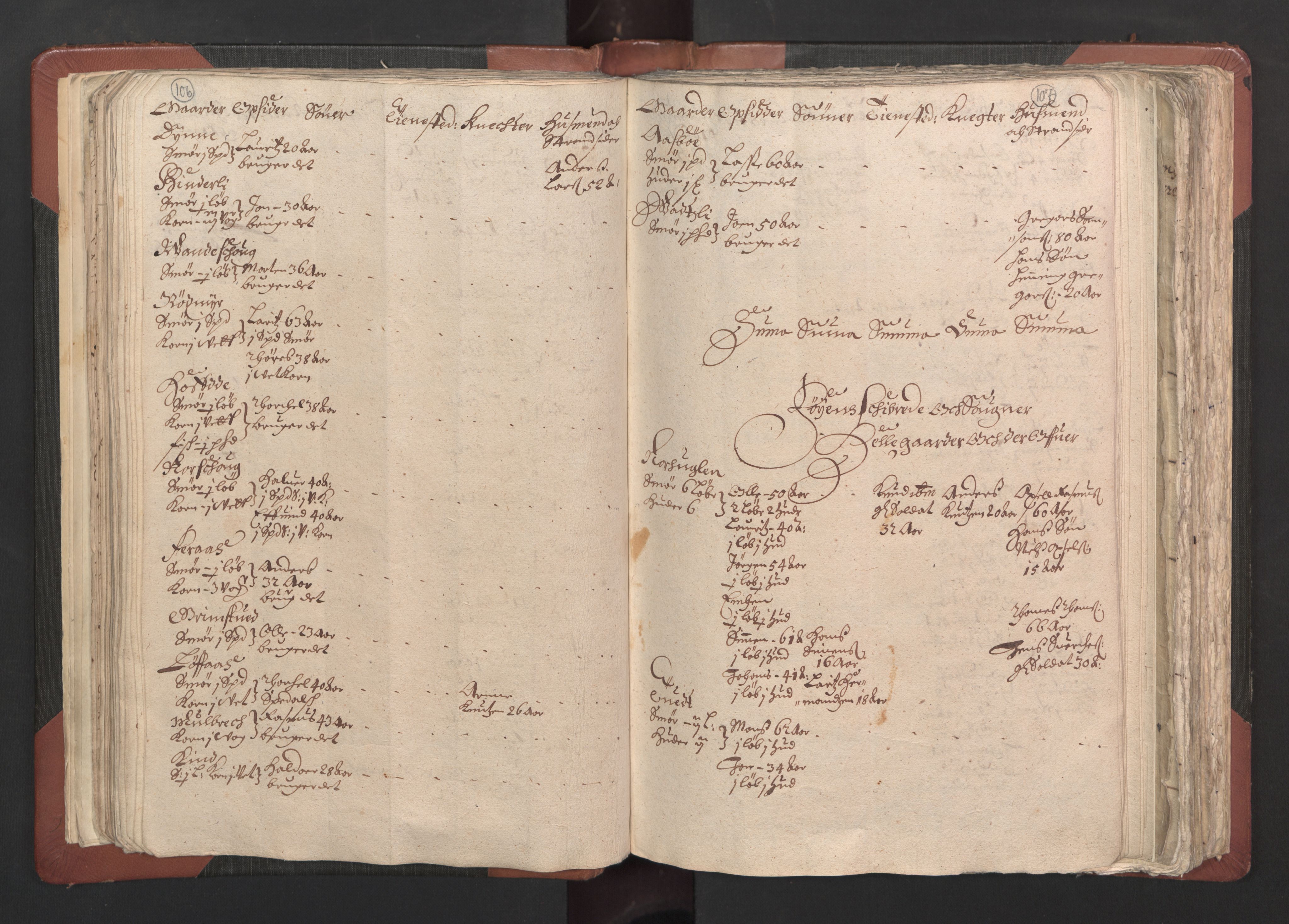 RA, Bailiff's Census 1664-1666, no. 13: Nordhordland fogderi and Sunnhordland fogderi, 1665, p. 106-107