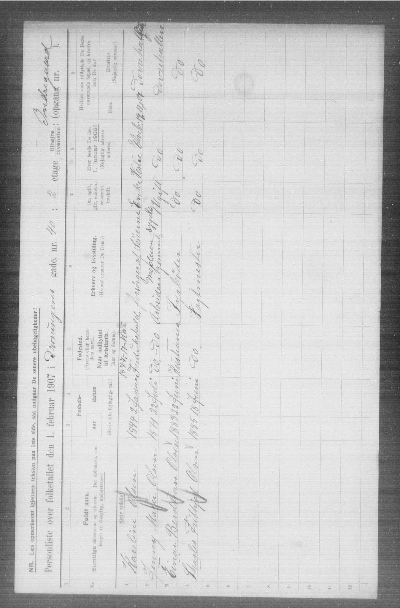 OBA, Municipal Census 1907 for Kristiania, 1907, p. 8874