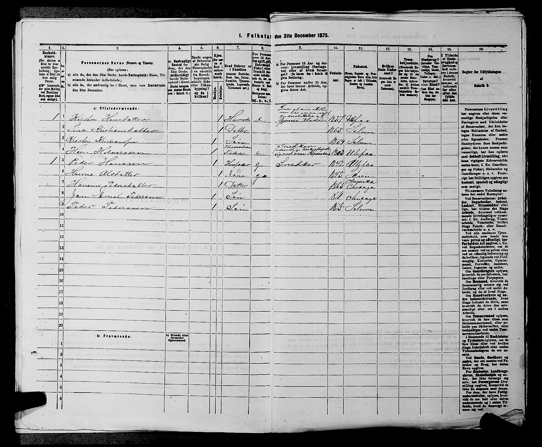 SAKO, 1875 census for 0818P Solum, 1875, p. 710