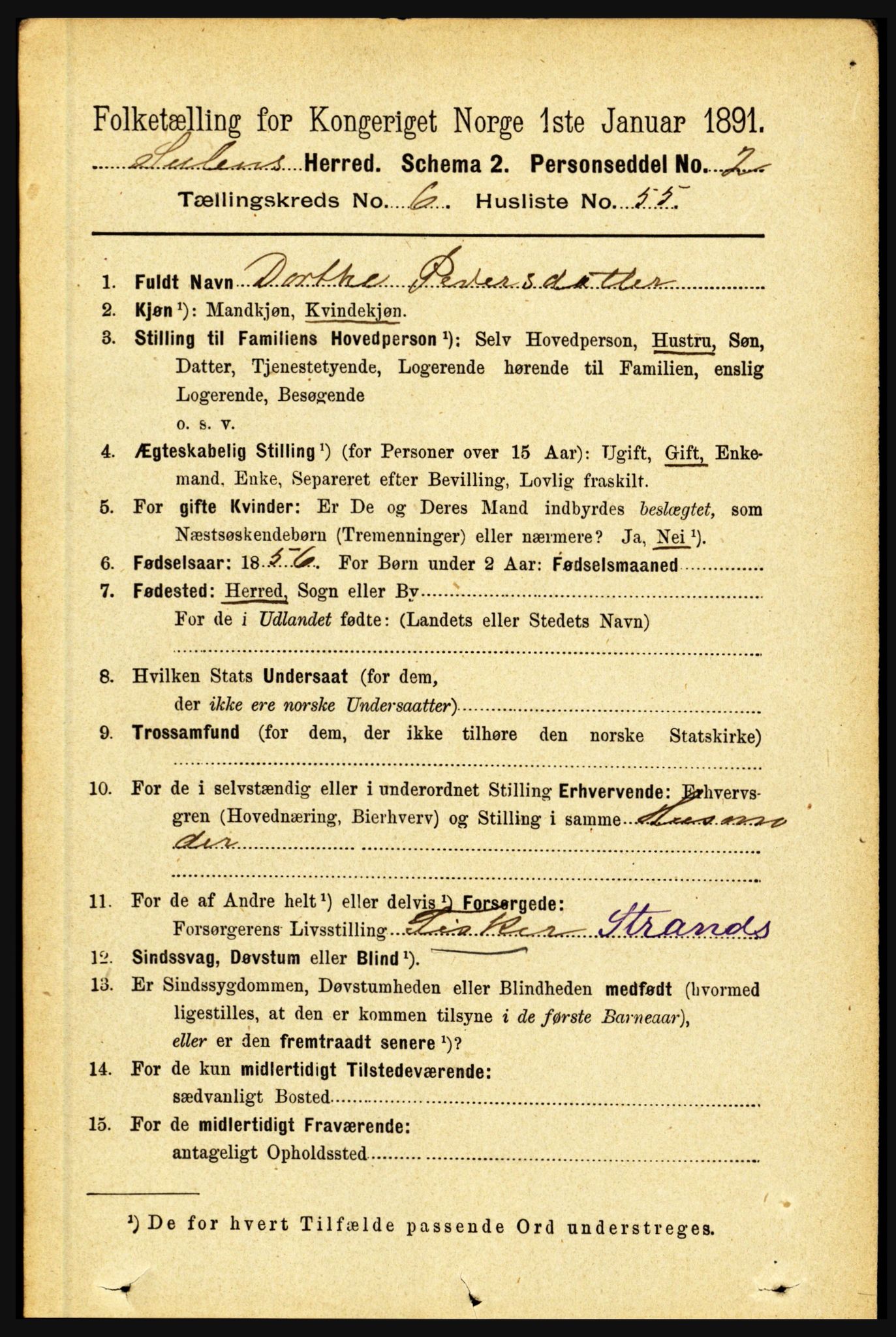 RA, 1891 census for 1412 Solund, 1891, p. 2315