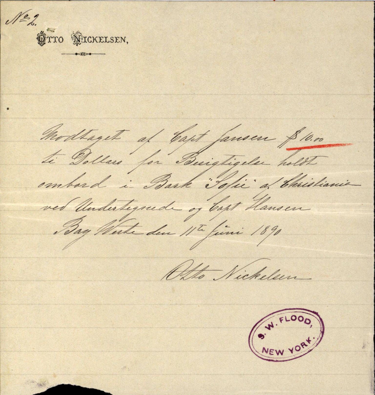 Pa 63 - Østlandske skibsassuranceforening, VEMU/A-1079/G/Ga/L0026/0006: Havaridokumenter / Isbaaden, Sophie & Nicoline, Sophie, Kommandor, Svend Foyn, 1890, p. 16