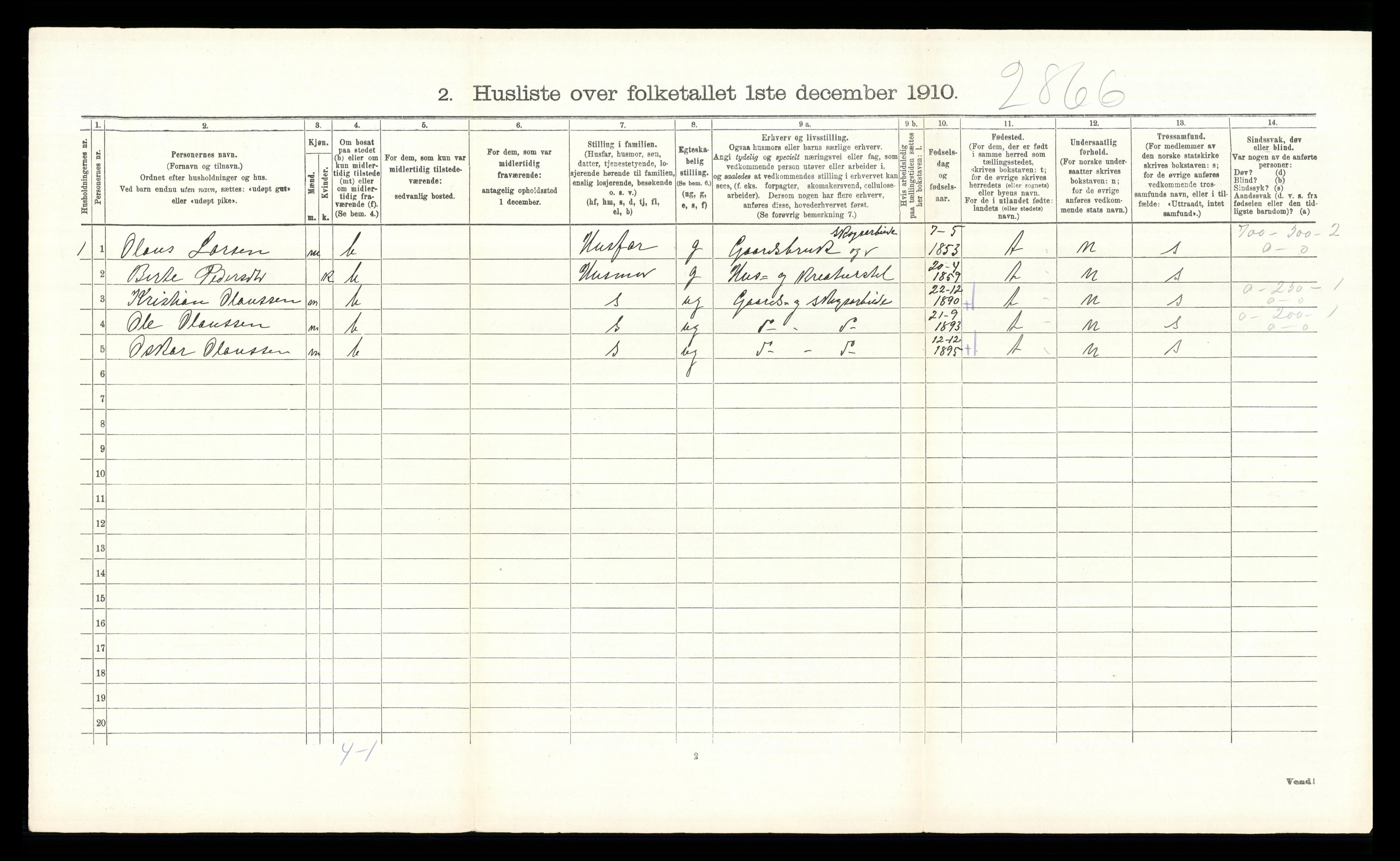 RA, 1910 census for Hurdal, 1910, p. 469