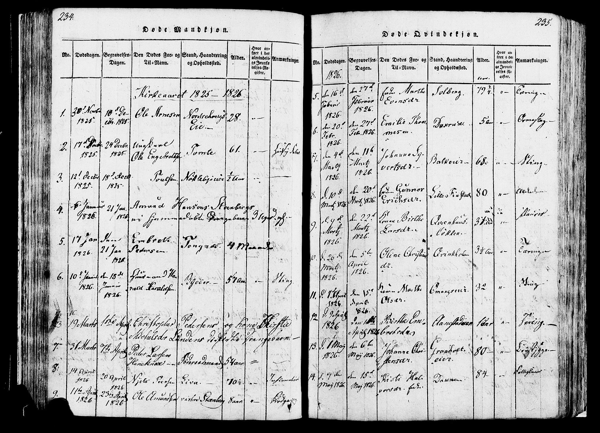 Løten prestekontor, SAH/PREST-022/K/Ka/L0005: Parish register (official) no. 5, 1814-1832, p. 234-235