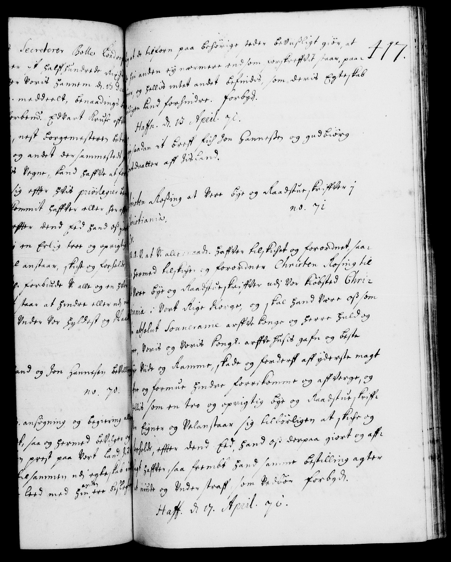Danske Kanselli 1572-1799, AV/RA-EA-3023/F/Fc/Fca/Fcaa/L0011: Norske registre (mikrofilm), 1670-1673, p. 417a